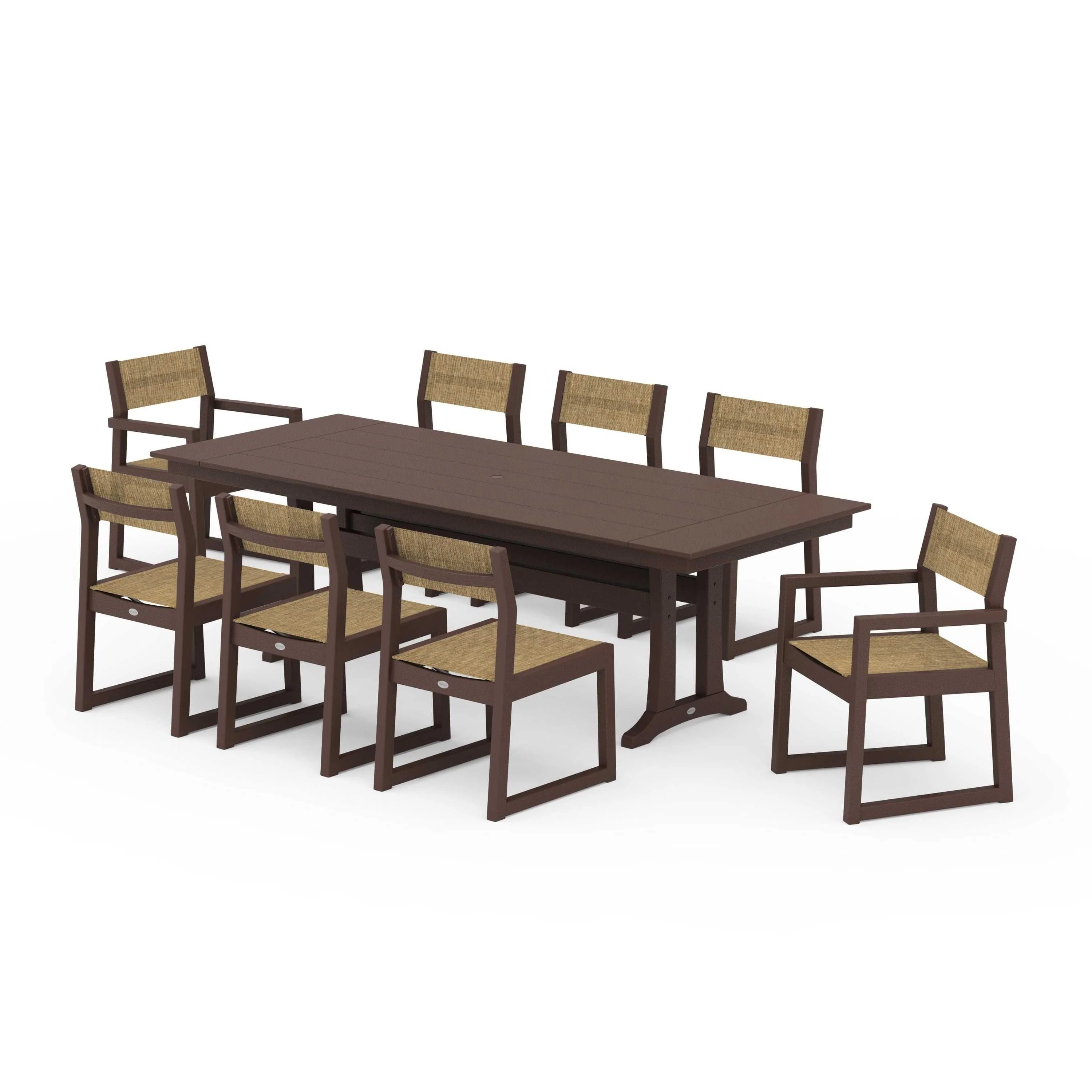 EDGE Sling 9-Piece Farmhouse Trestle Dining Set - Image 69