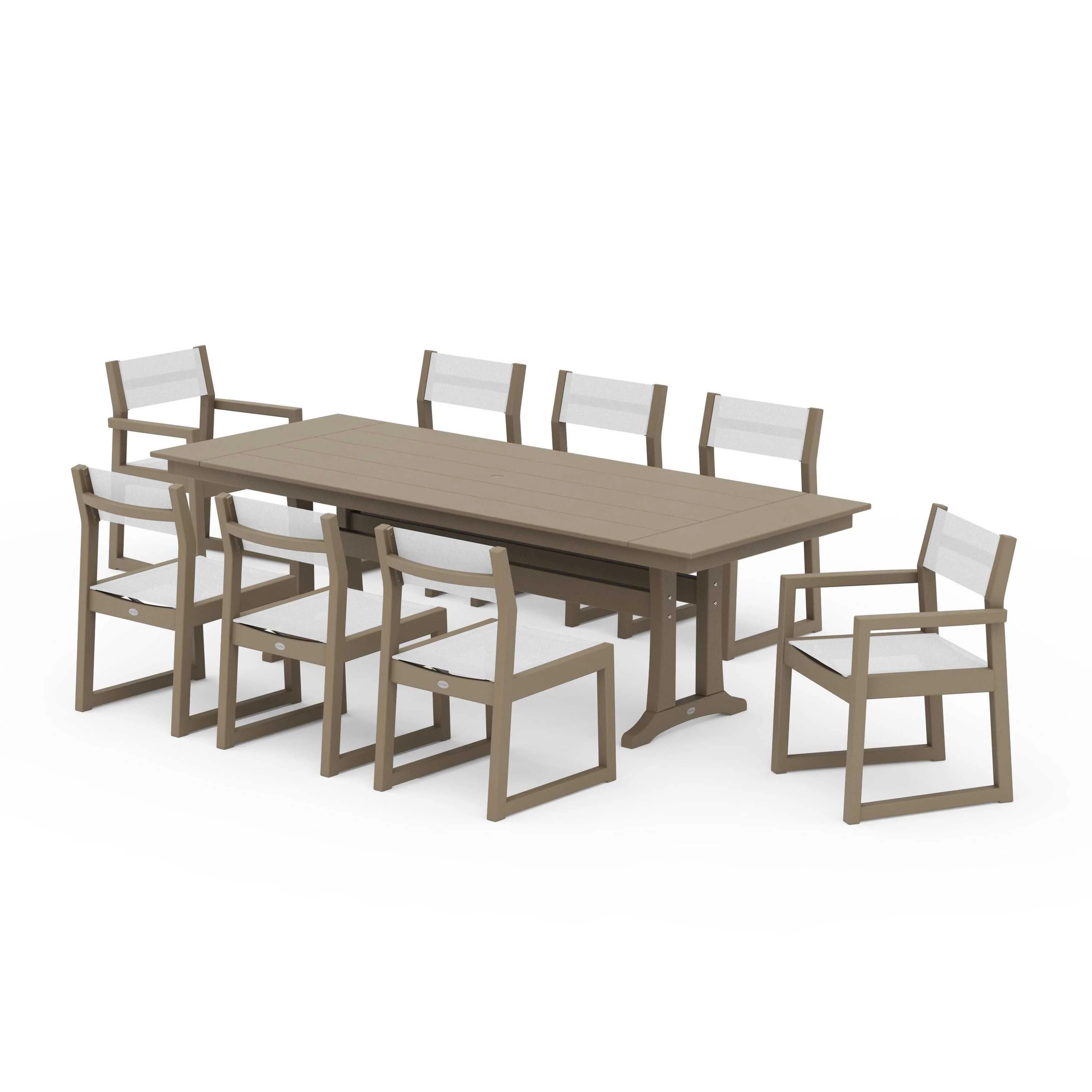 EDGE Sling 9-Piece Farmhouse Trestle Dining Set - Image 70