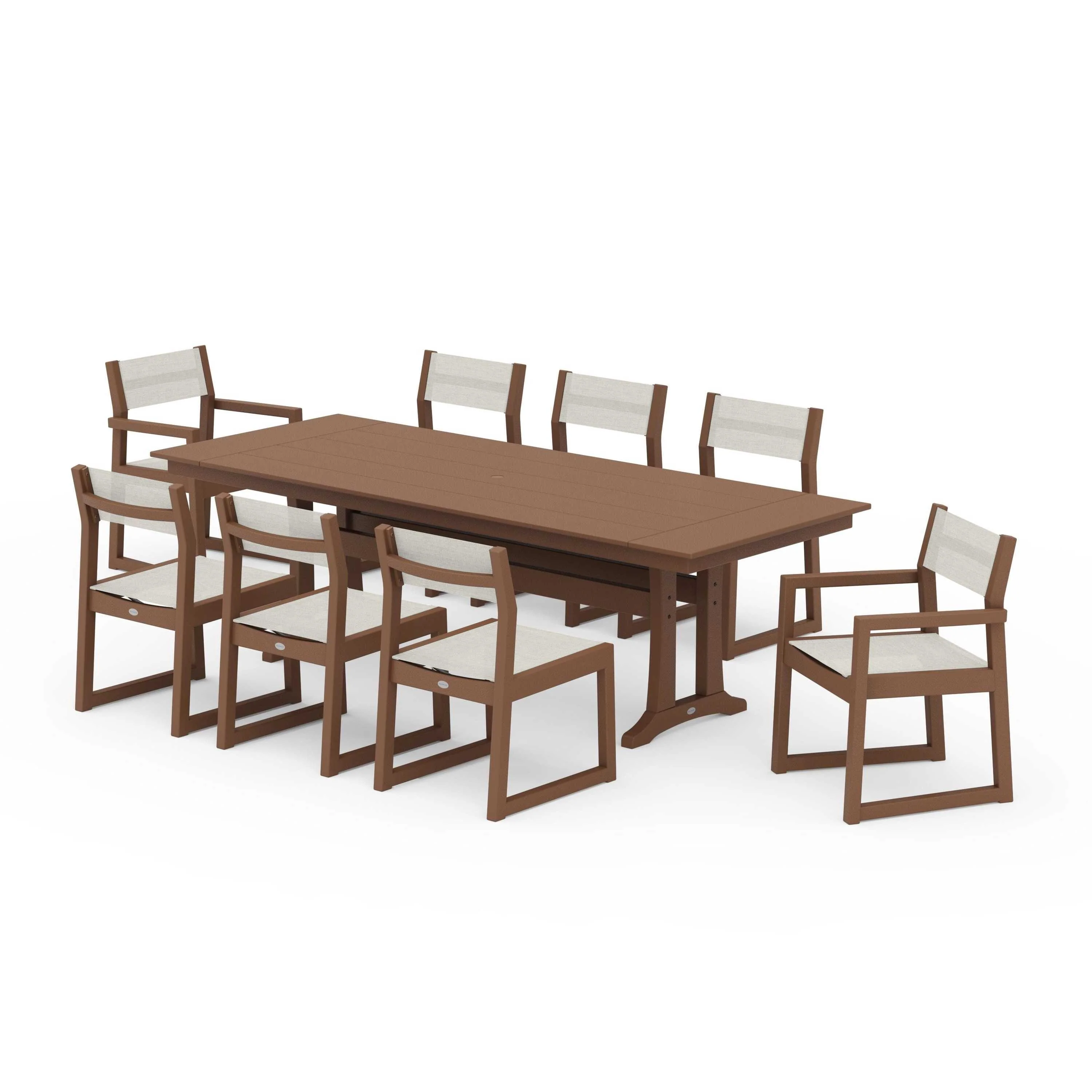 EDGE Sling 9-Piece Farmhouse Trestle Dining Set - Image 72