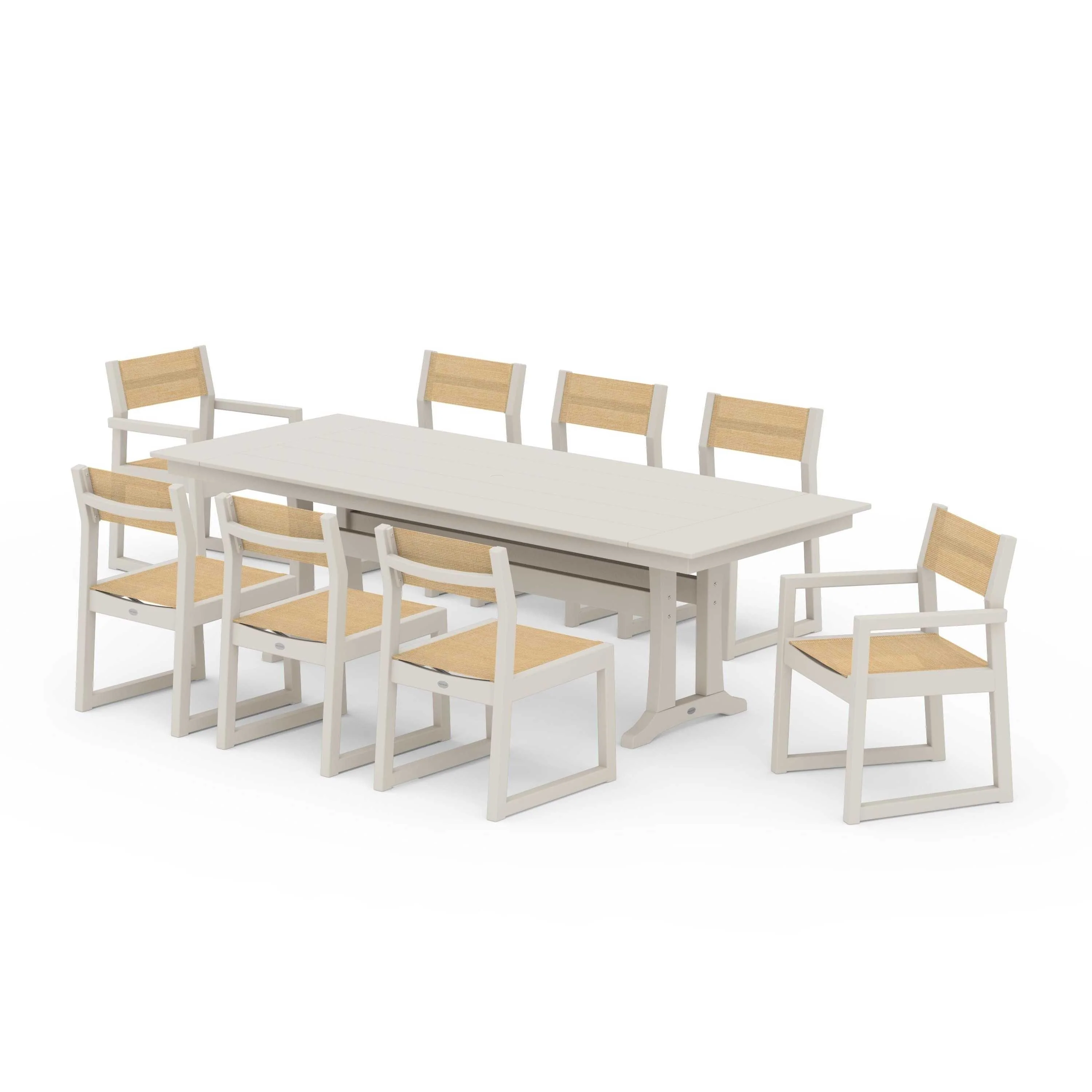 EDGE Sling 9-Piece Farmhouse Trestle Dining Set - Image 74
