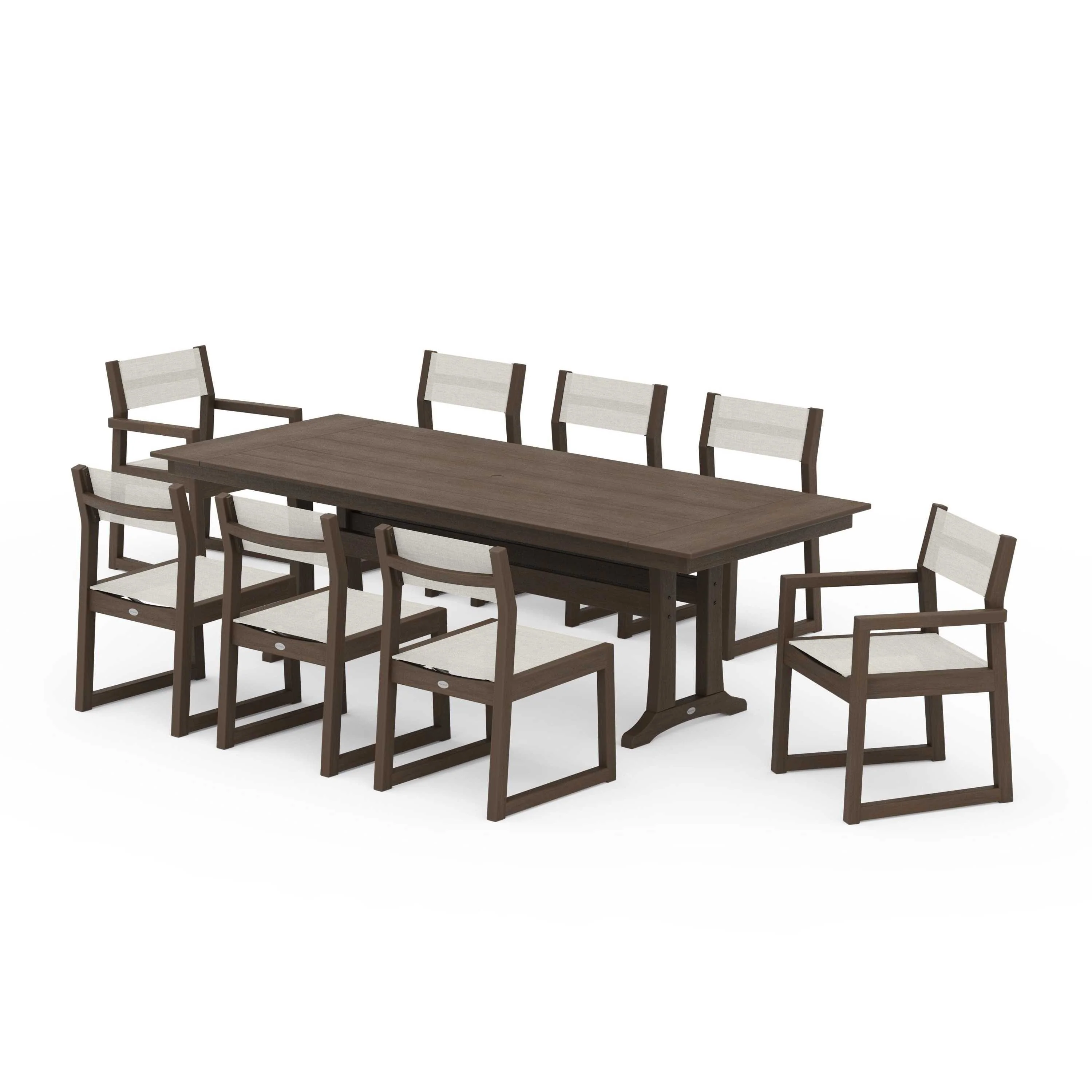EDGE Sling 9-Piece Farmhouse Trestle Dining Set - Image 77