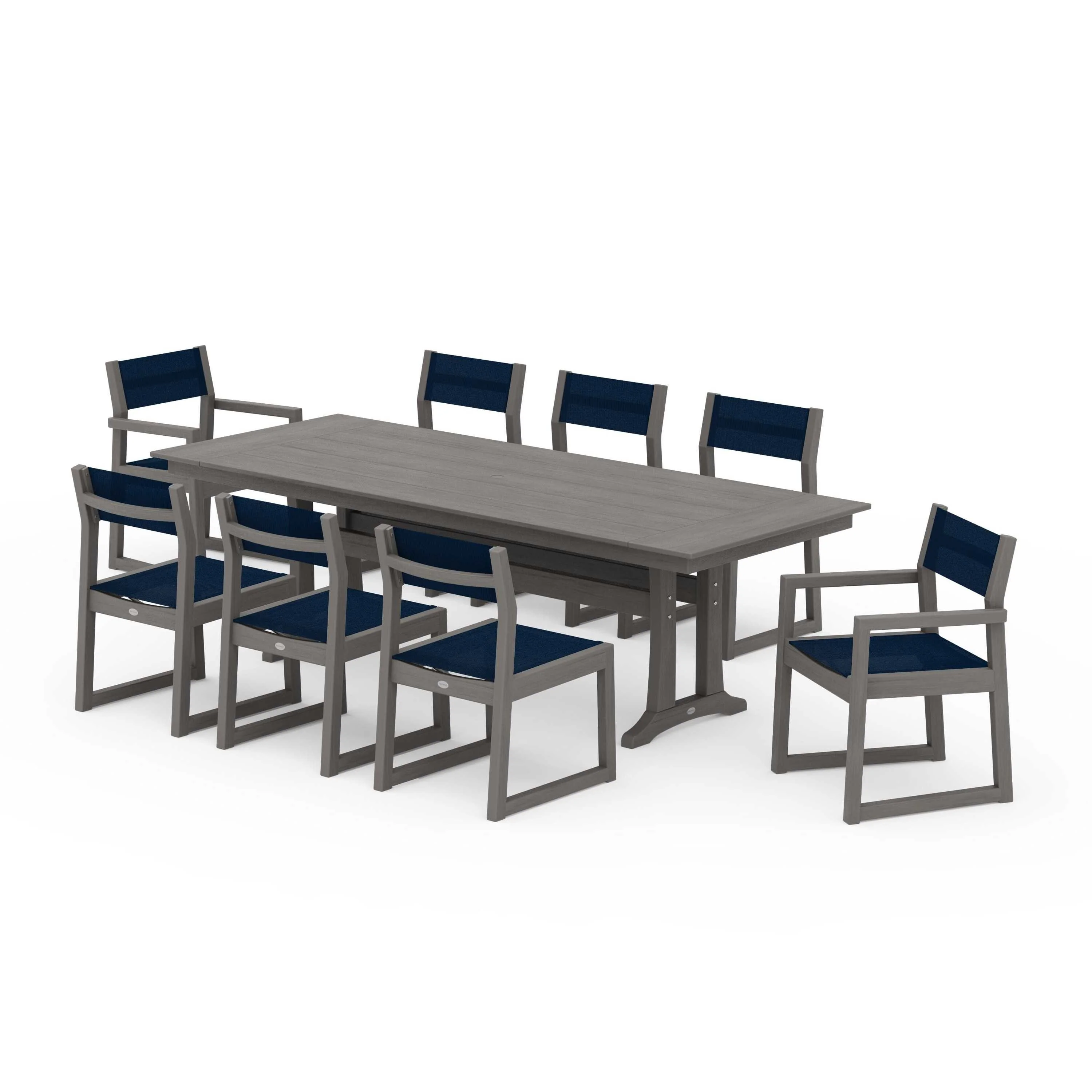 EDGE Sling 9-Piece Farmhouse Trestle Dining Set - Image 78