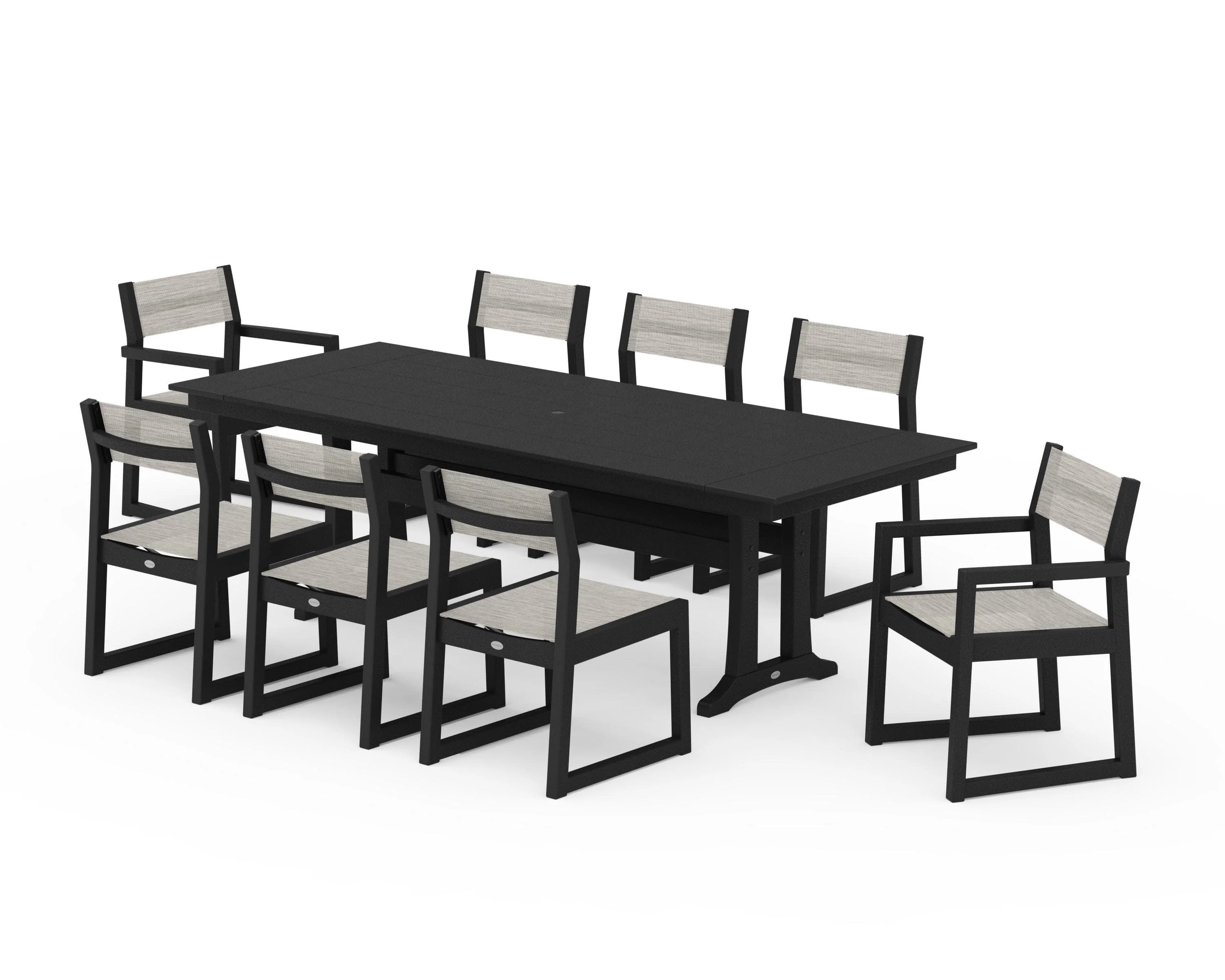 EDGE Sling 9-Piece Farmhouse Trestle Dining Set - Image 8