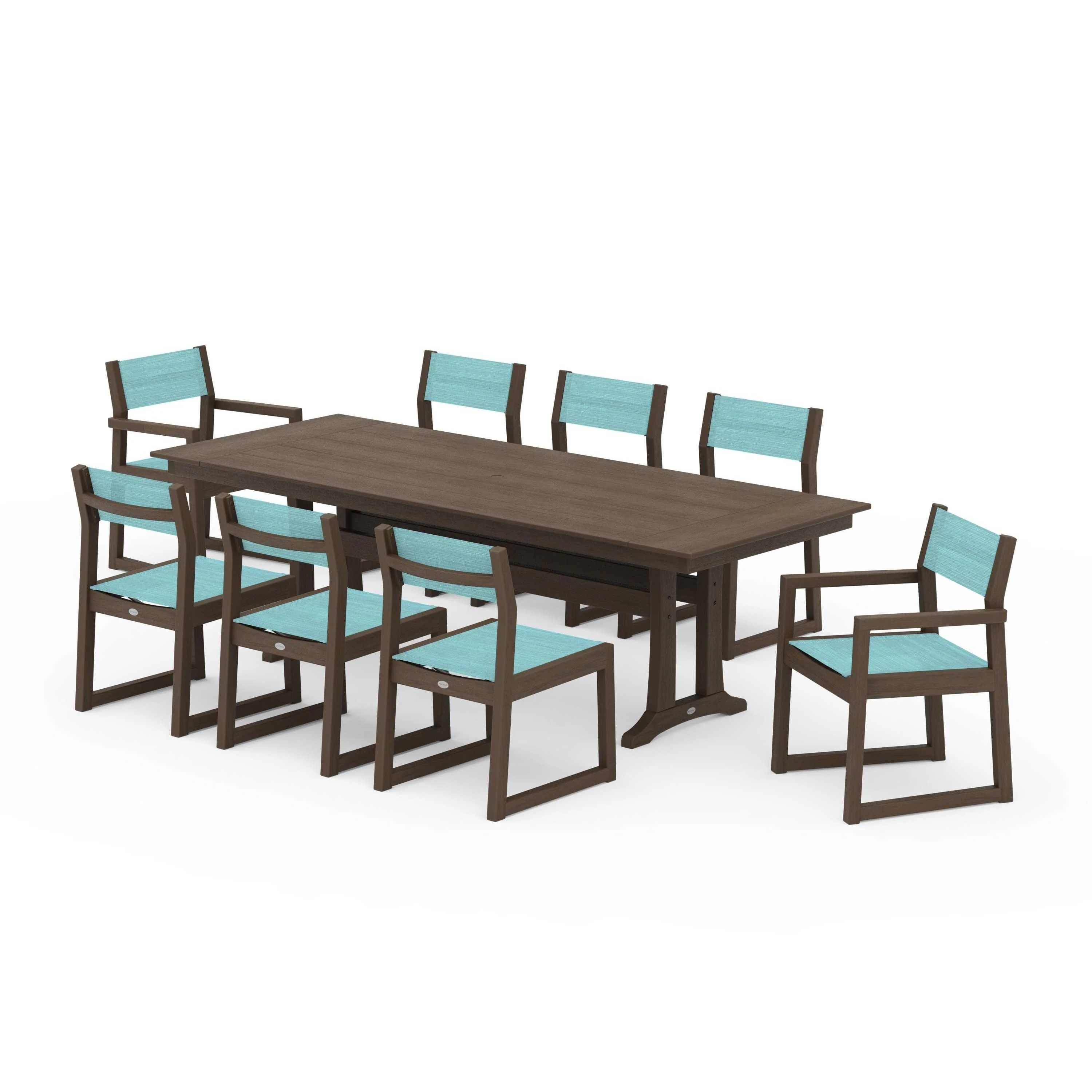 EDGE Sling 9-Piece Farmhouse Trestle Dining Set - Image 81