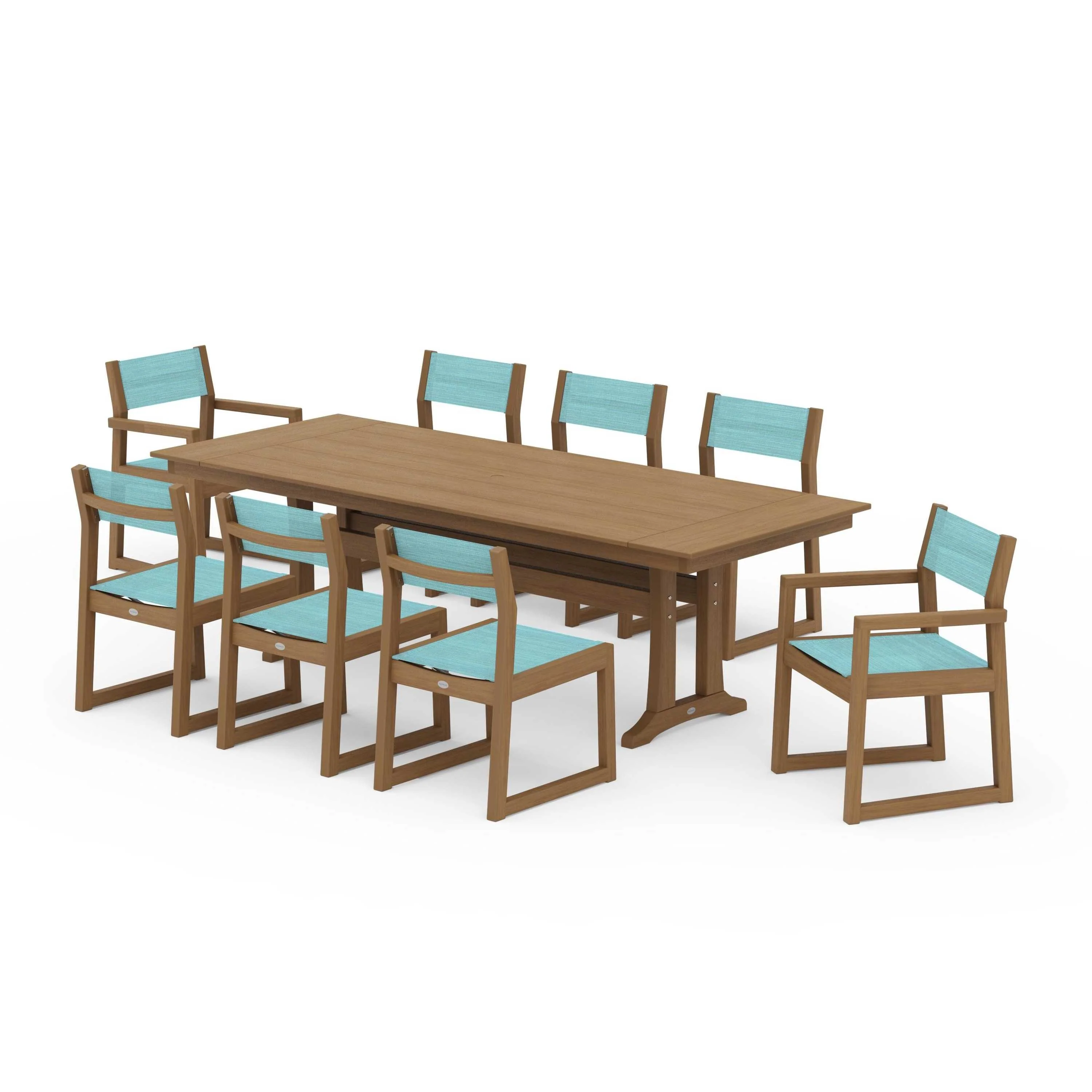 EDGE Sling 9-Piece Farmhouse Trestle Dining Set - Image 82