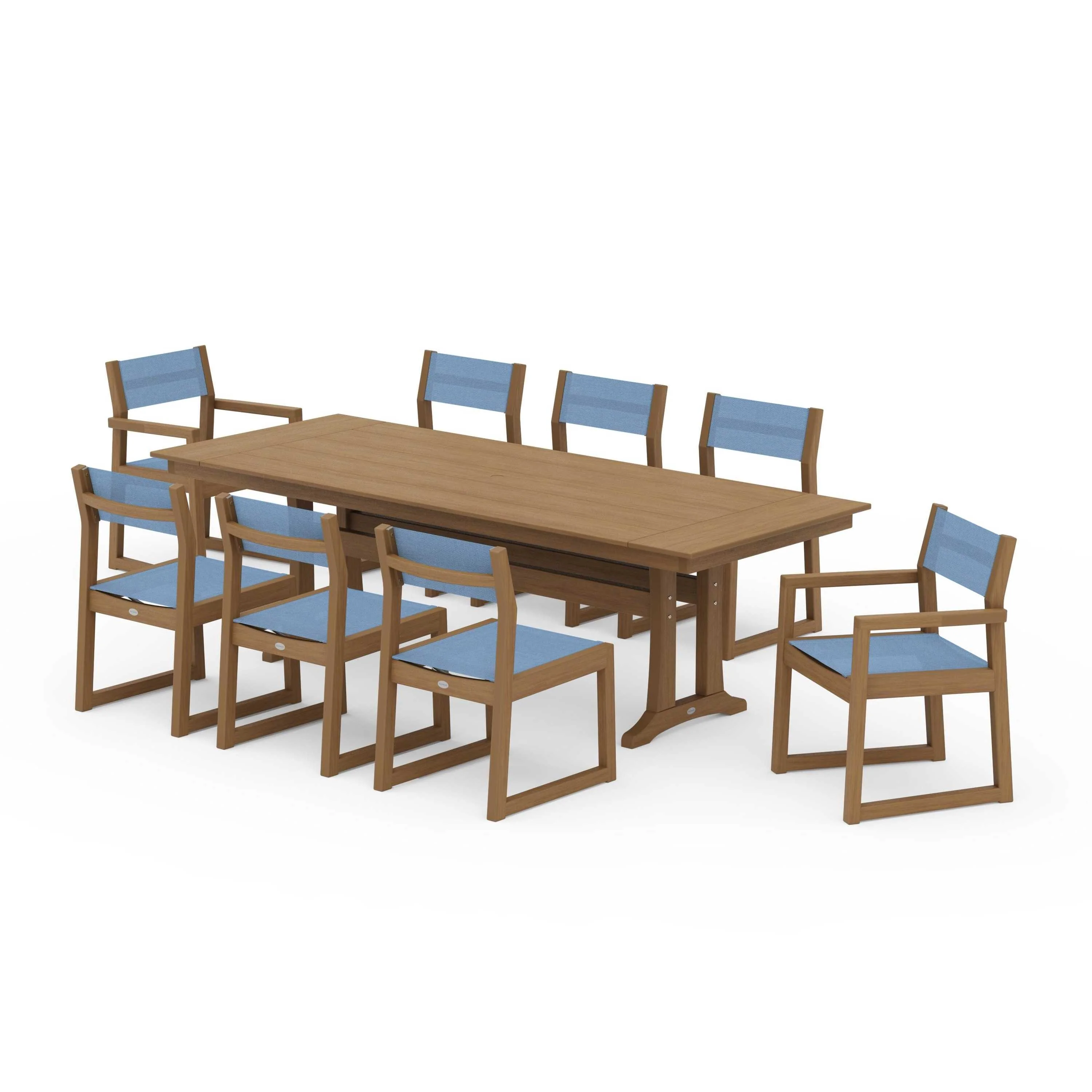 EDGE Sling 9-Piece Farmhouse Trestle Dining Set - Image 83
