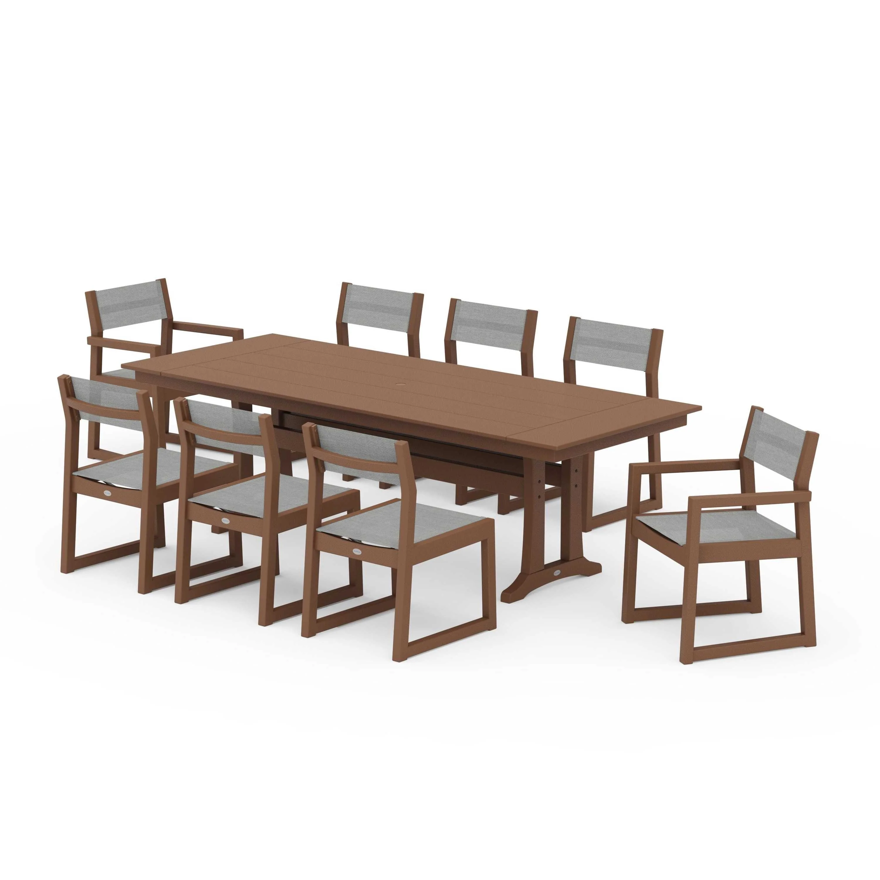 EDGE Sling 9-Piece Farmhouse Trestle Dining Set - Image 87