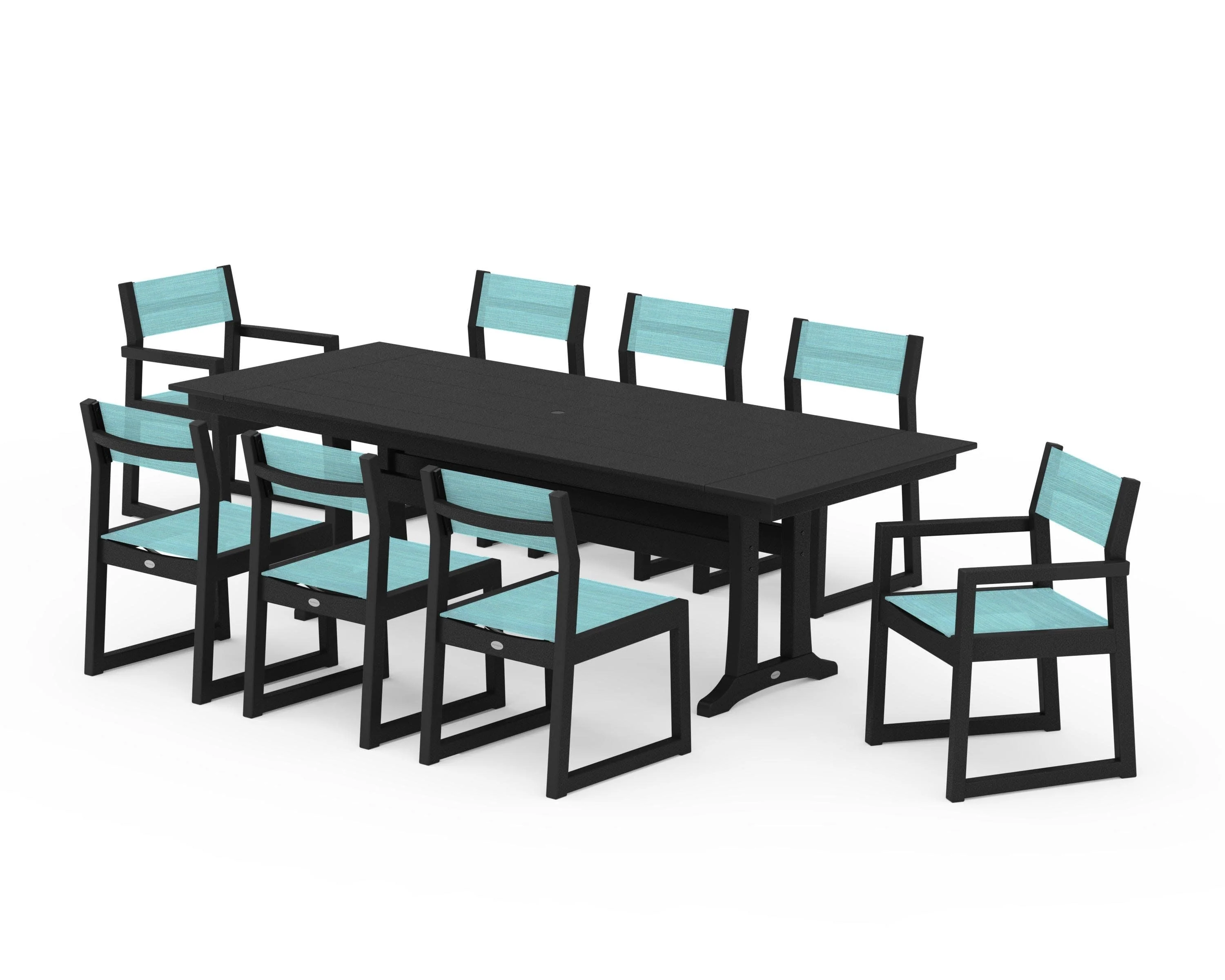 EDGE Sling 9-Piece Farmhouse Trestle Dining Set - Image 9