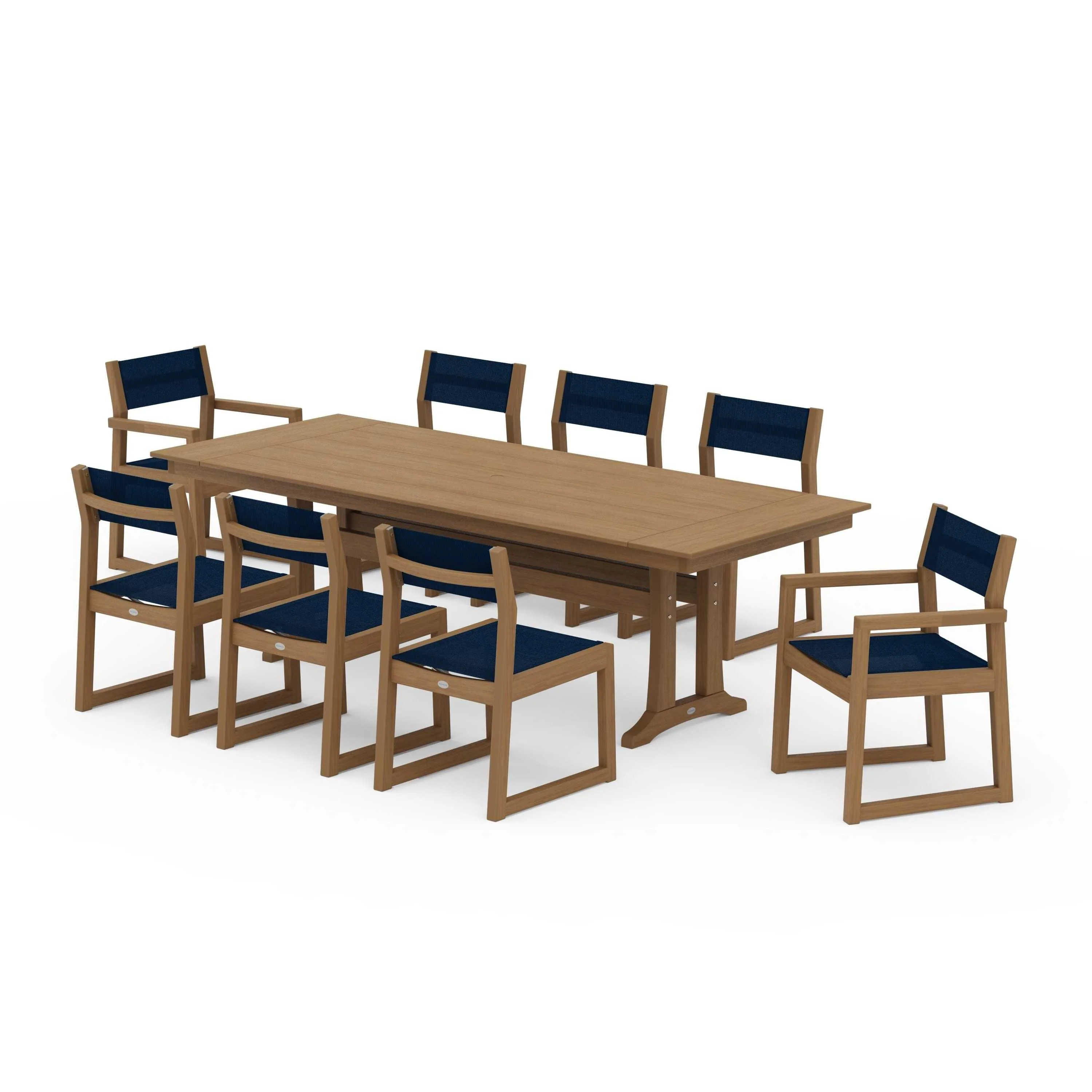 EDGE Sling 9-Piece Farmhouse Trestle Dining Set - Image 90