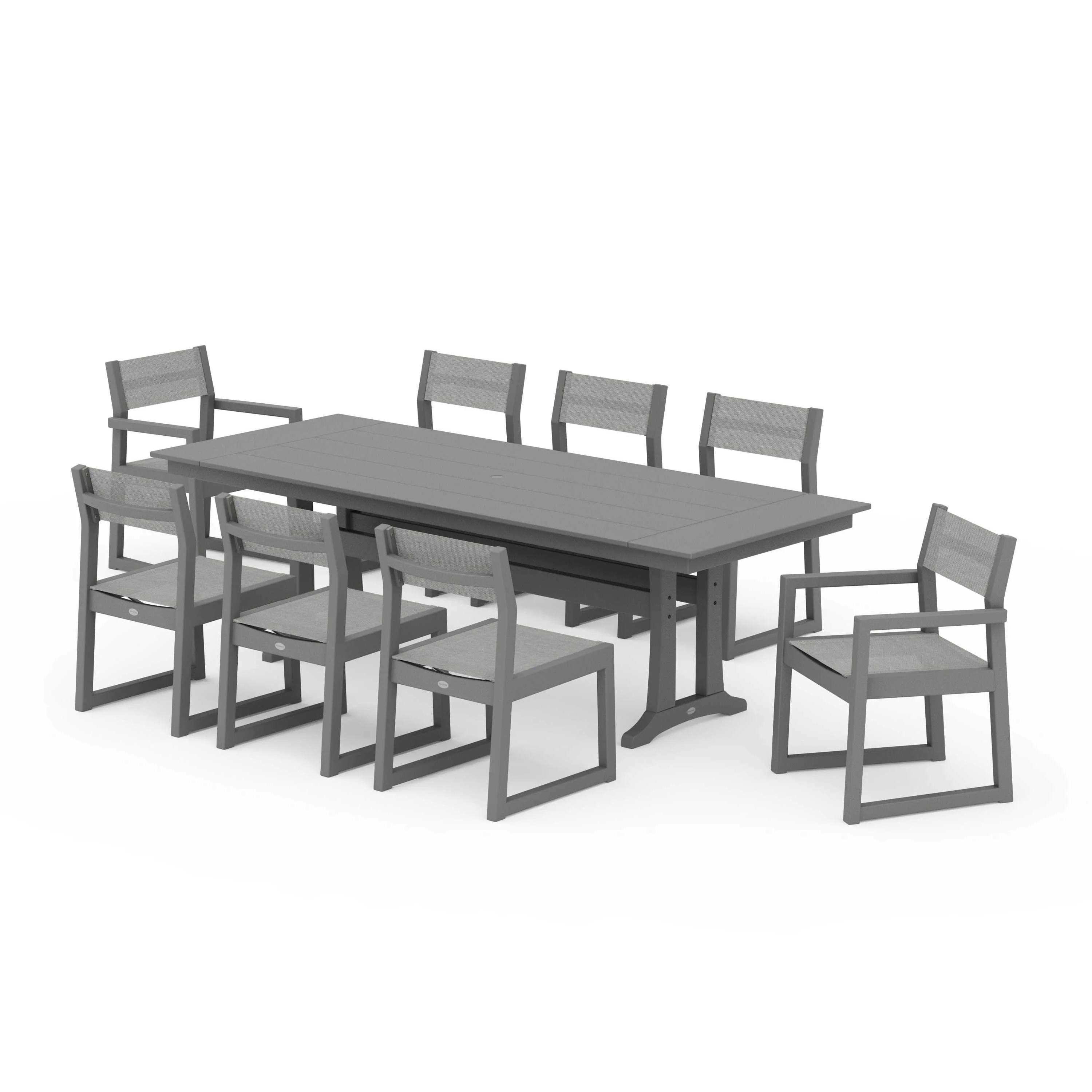 EDGE Sling 9-Piece Farmhouse Trestle Dining Set - Image 97