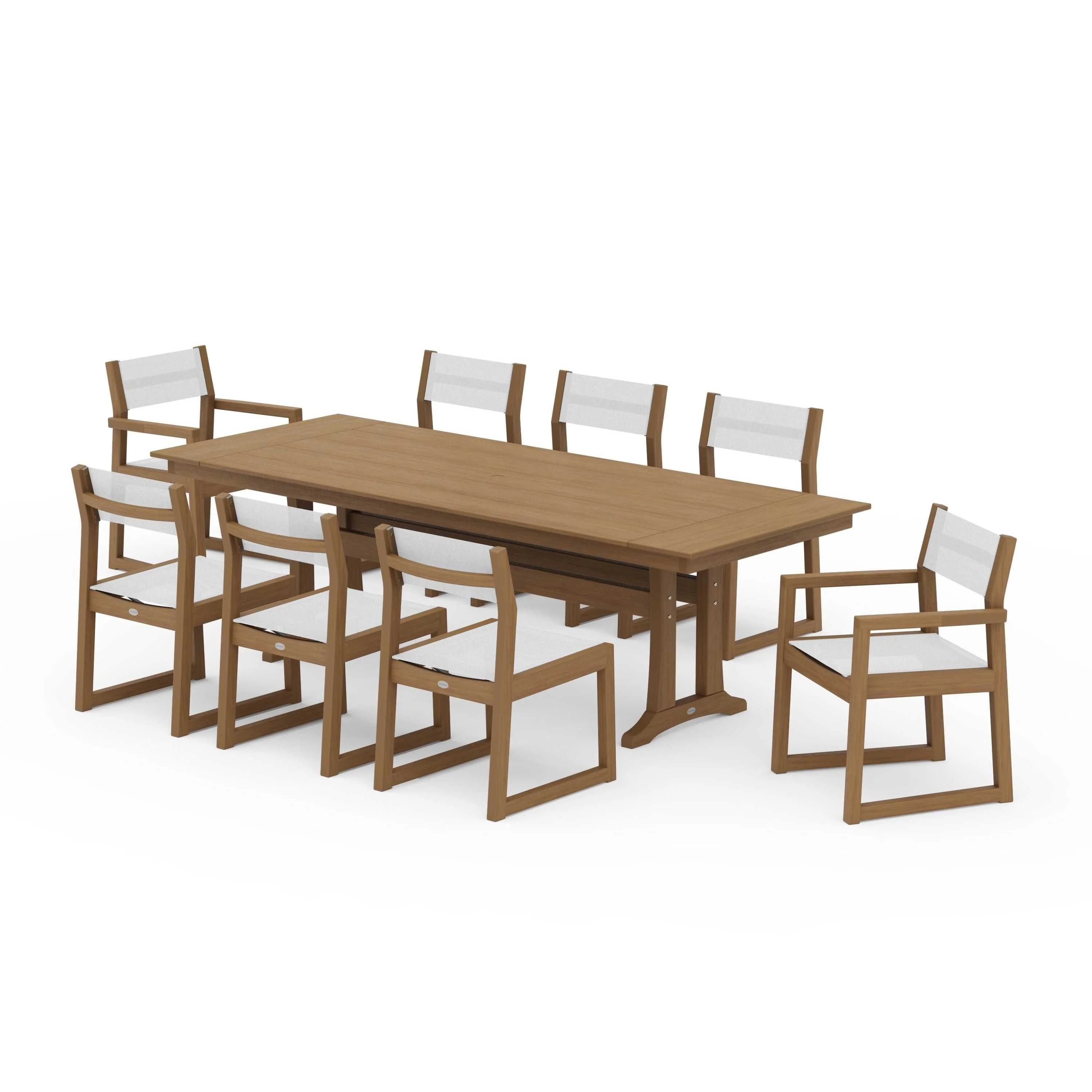 EDGE Sling 9-Piece Farmhouse Trestle Dining Set - Image 99