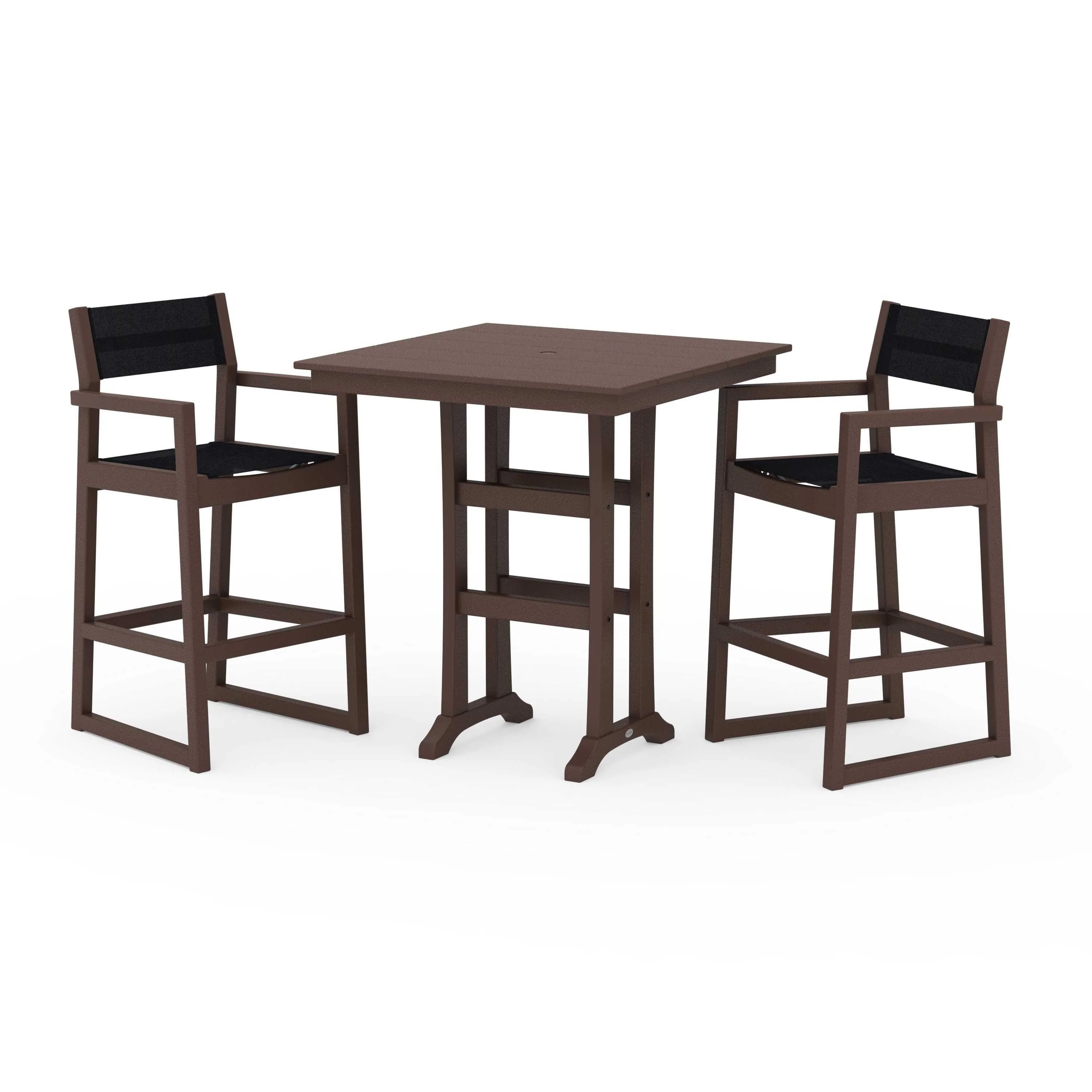 EDGE Sling Arm Chair 3-Piece Farmhouse Bar Set with Trestle Legs - Image 112