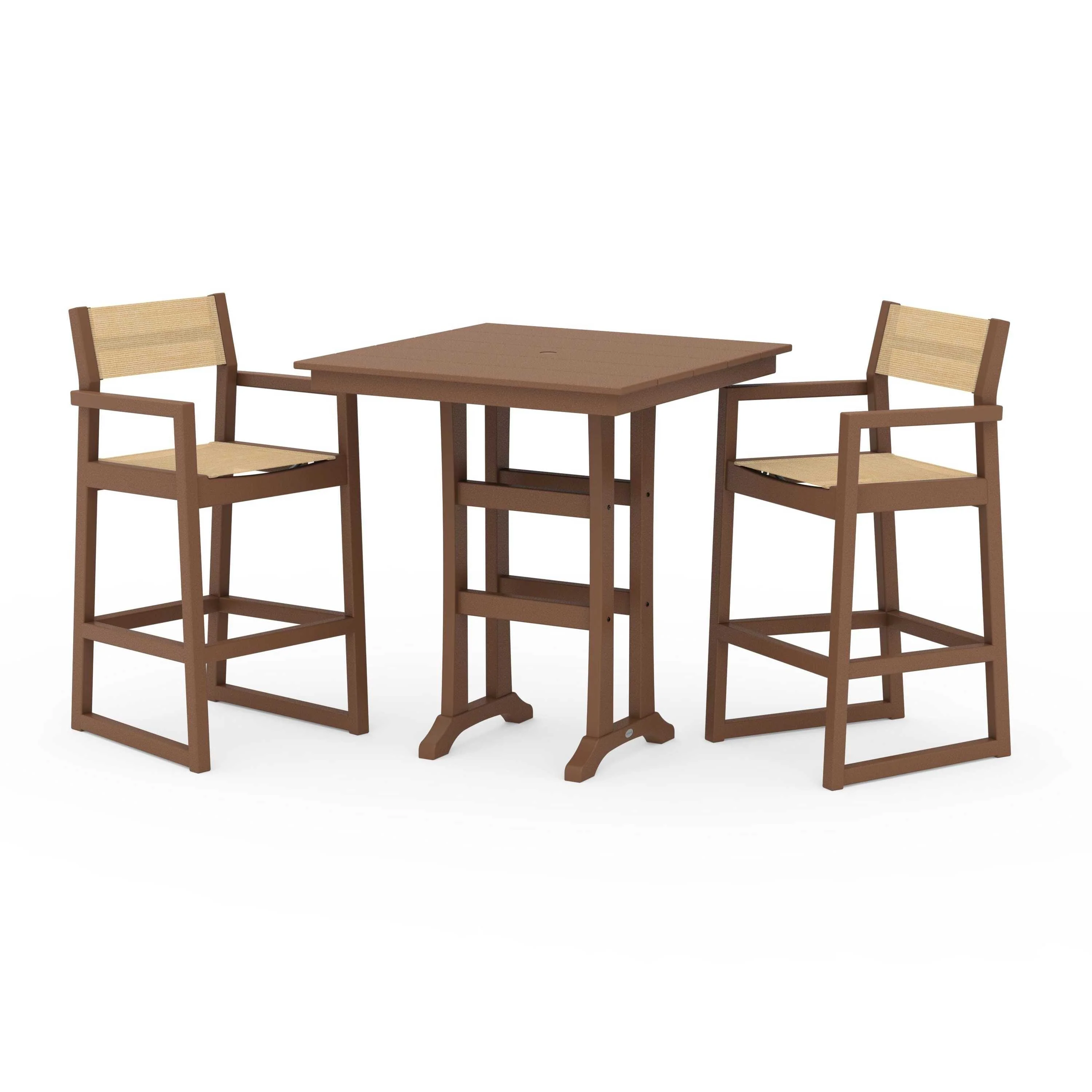 EDGE Sling Arm Chair 3-Piece Farmhouse Bar Set with Trestle Legs - Image 128