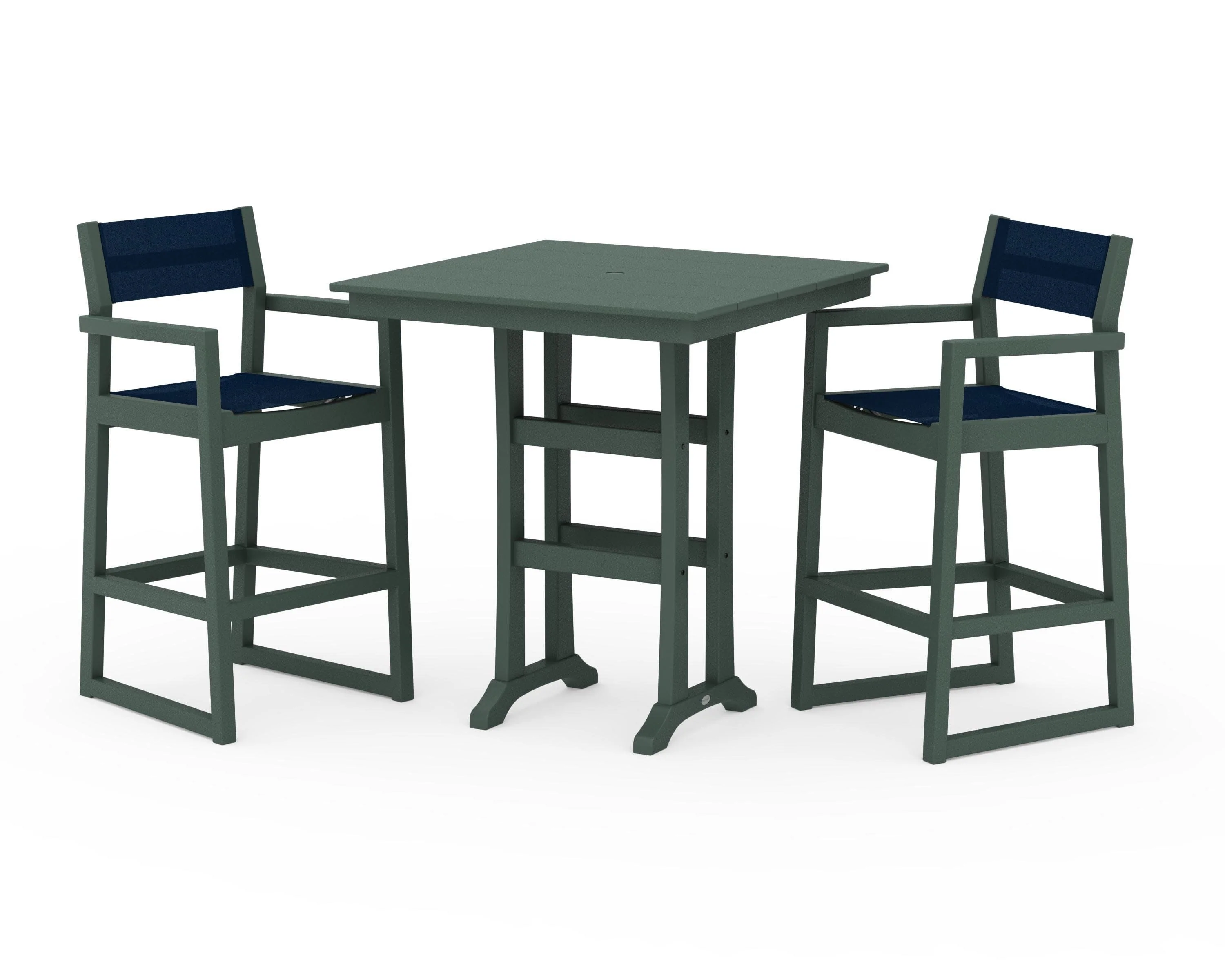 EDGE Sling Arm Chair 3-Piece Farmhouse Bar Set with Trestle Legs - Image 14