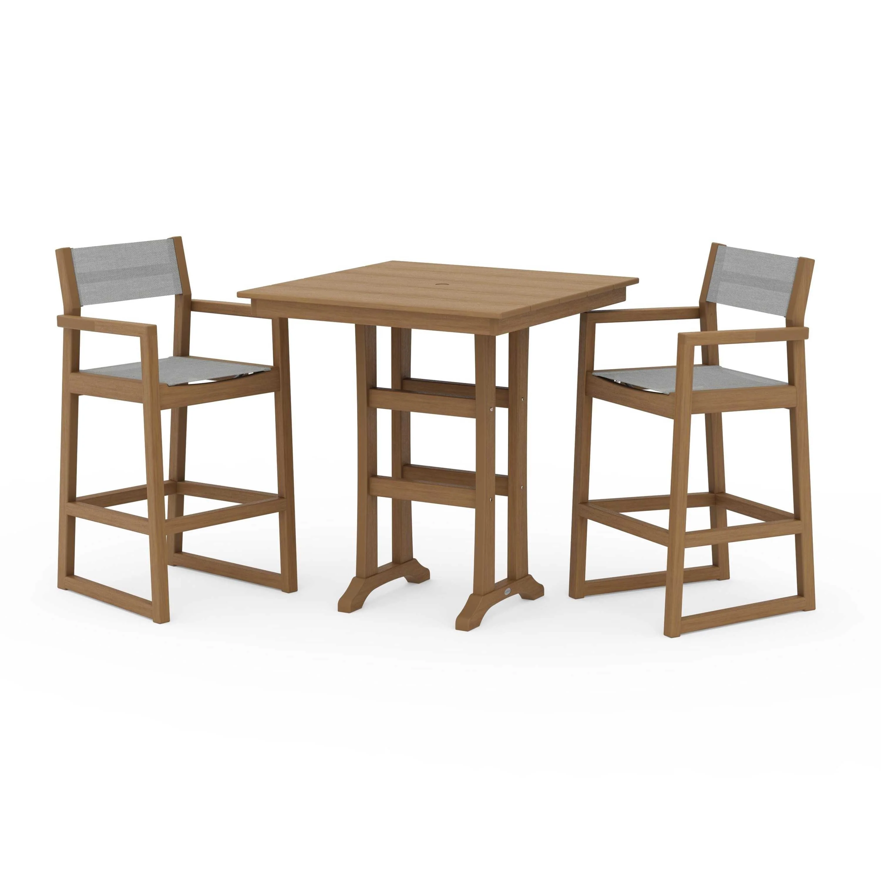 EDGE Sling Arm Chair 3-Piece Farmhouse Bar Set with Trestle Legs - Image 58