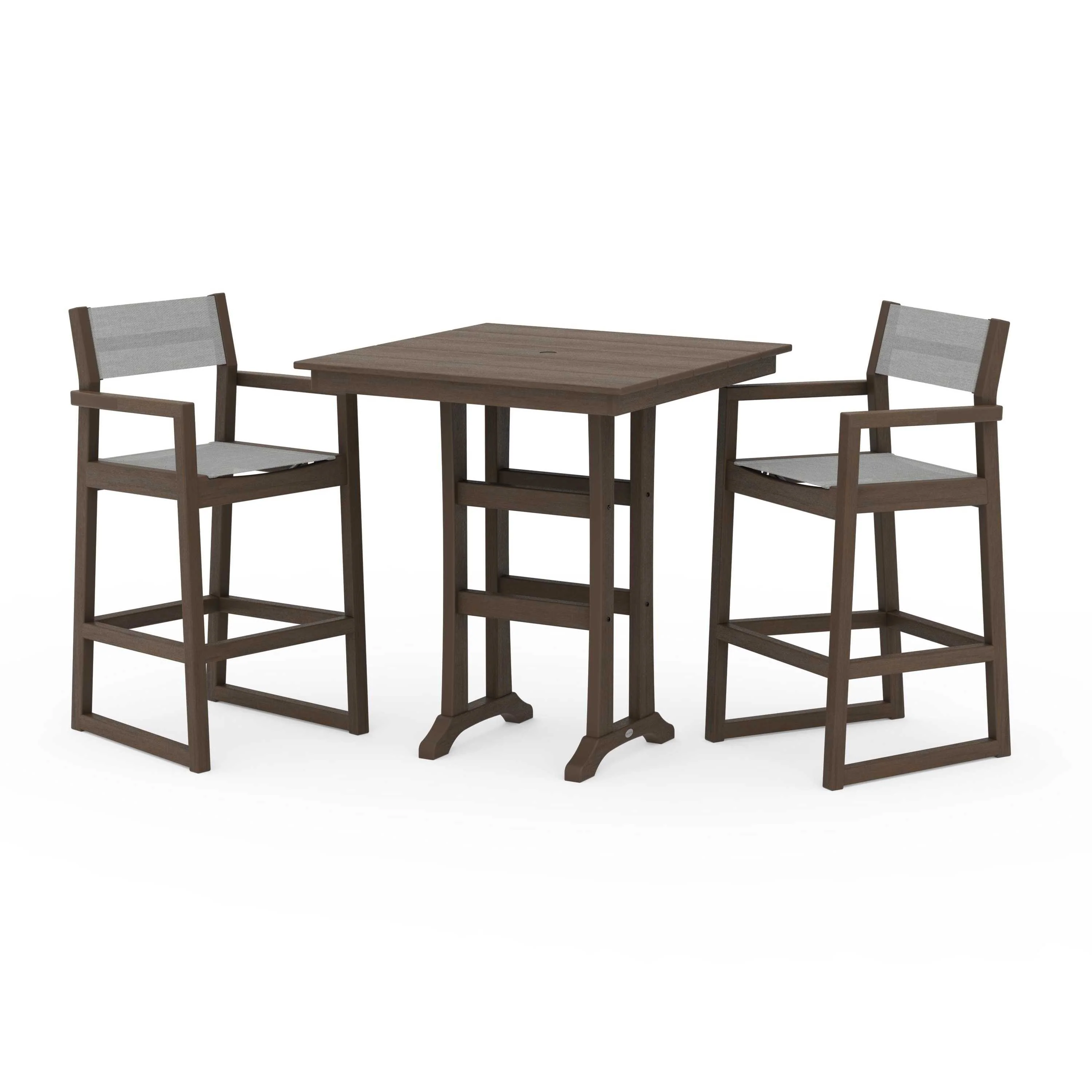 EDGE Sling Arm Chair 3-Piece Farmhouse Bar Set with Trestle Legs - Image 71