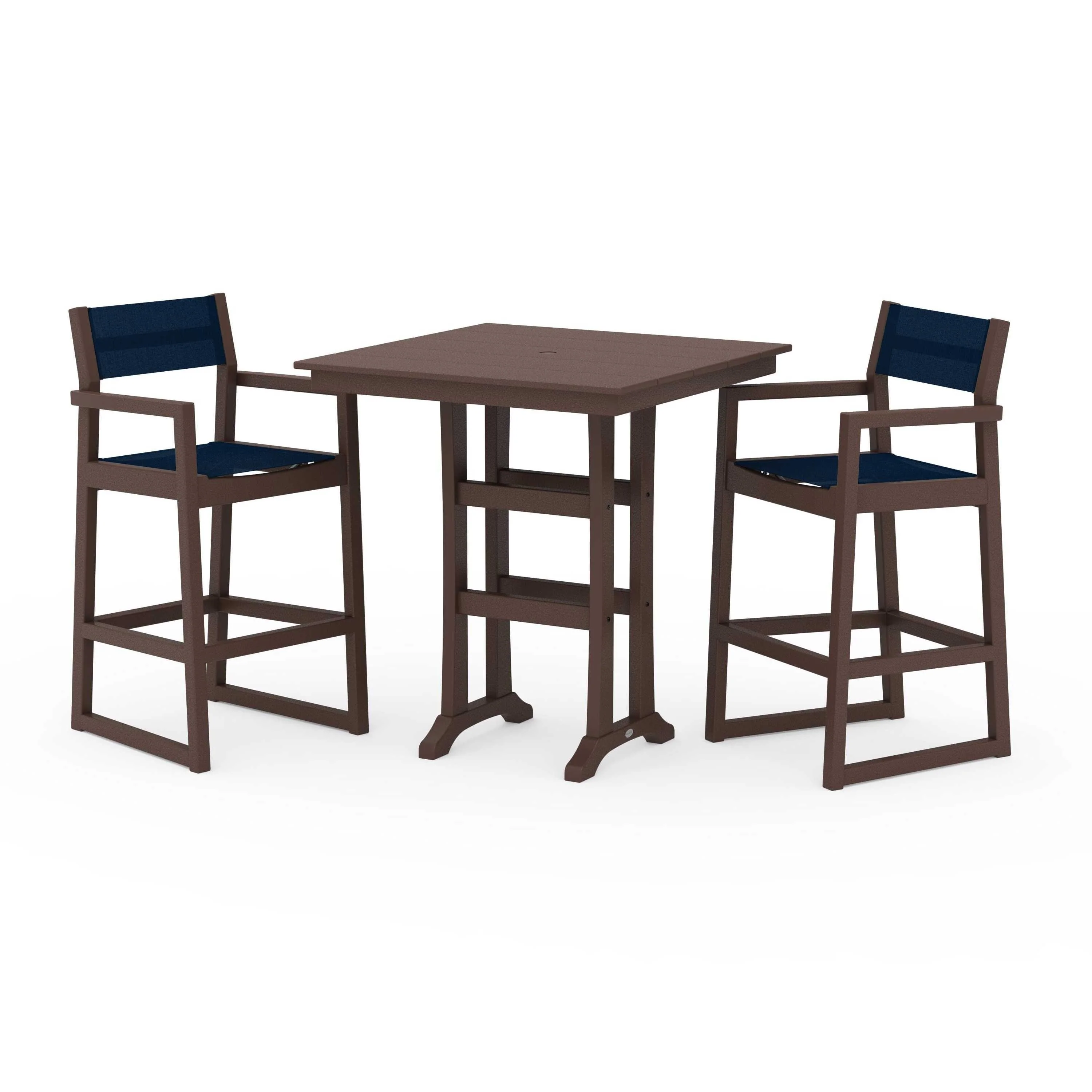 EDGE Sling Arm Chair 3-Piece Farmhouse Bar Set with Trestle Legs - Image 80