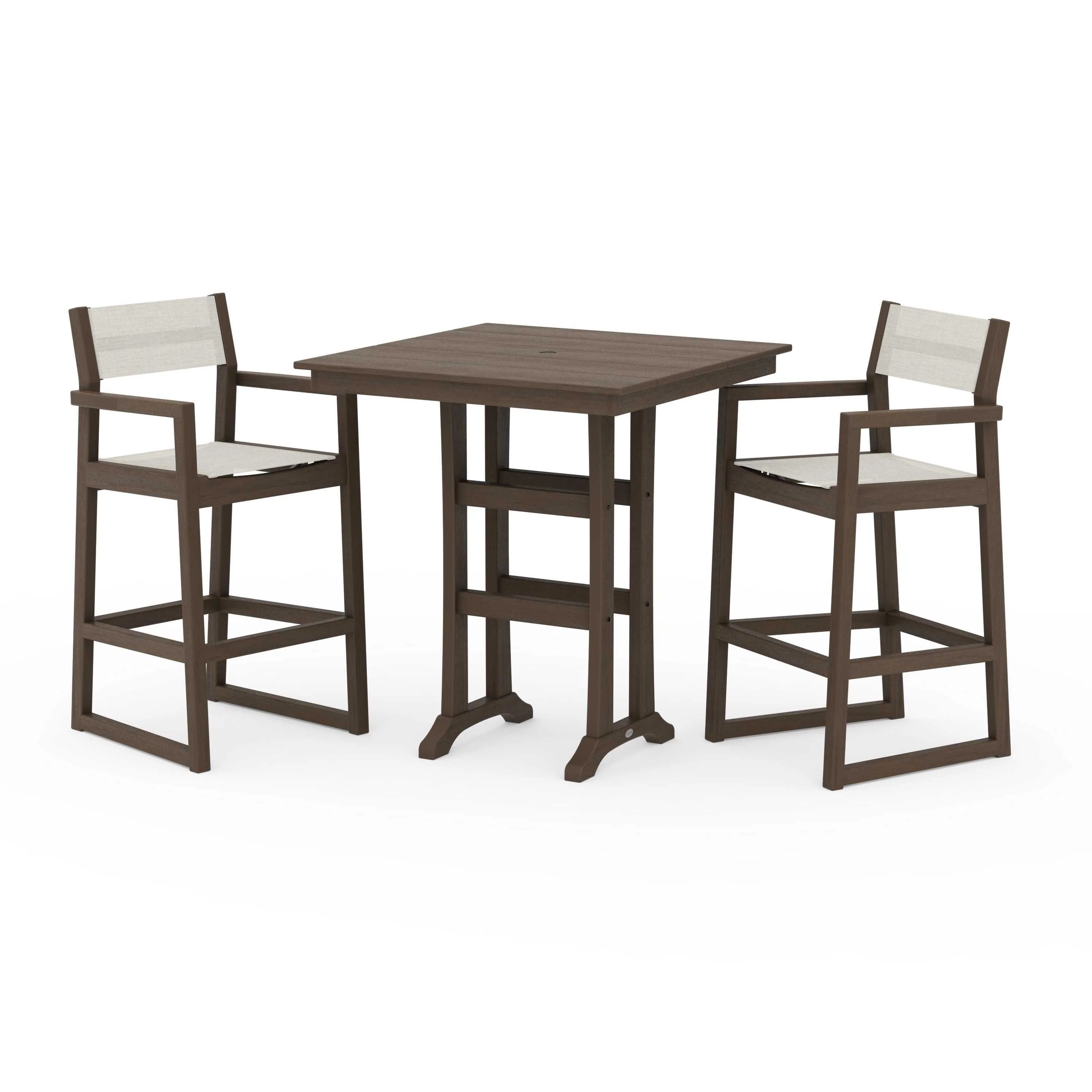 EDGE Sling Arm Chair 3-Piece Farmhouse Bar Set with Trestle Legs - Image 83