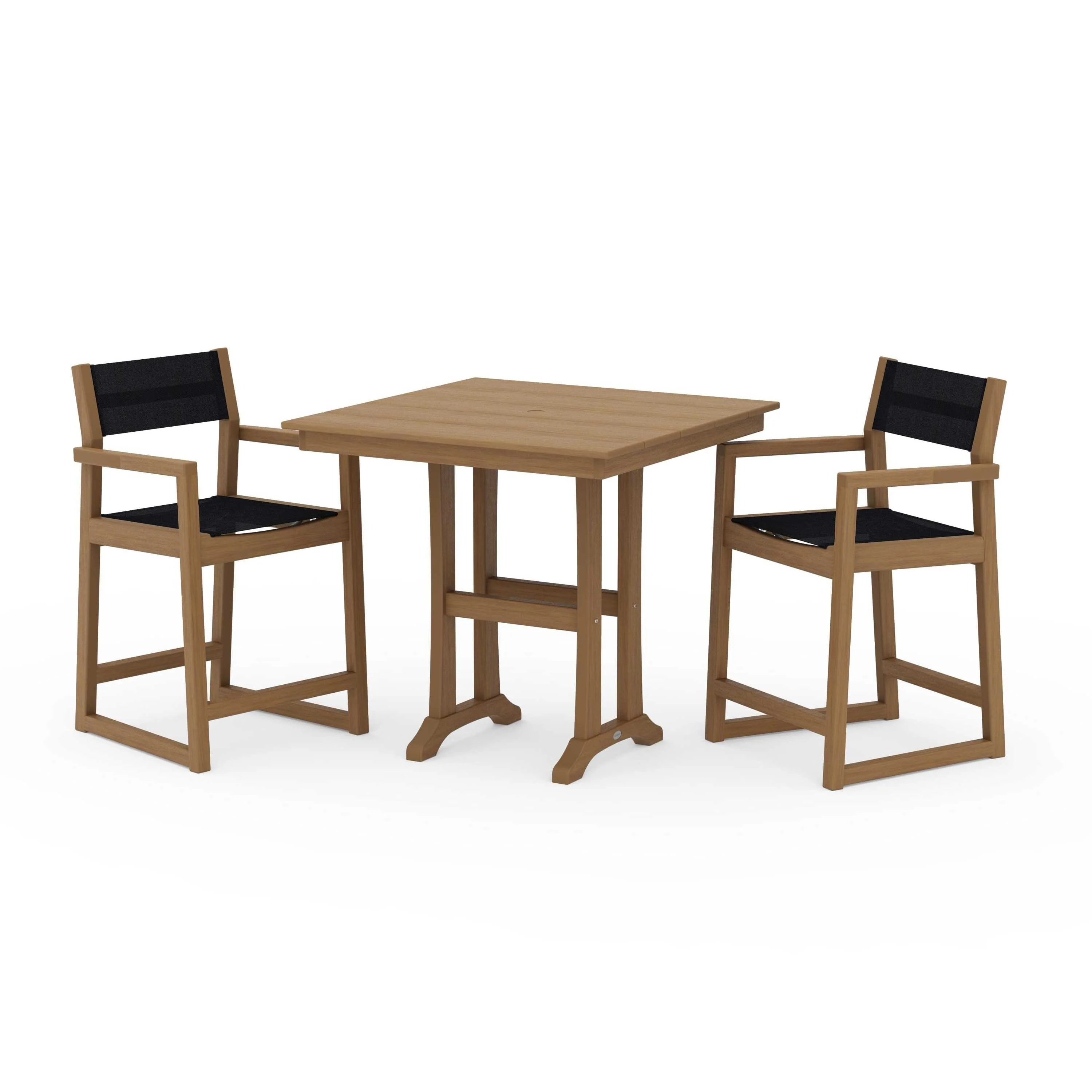 EDGE Sling Arm Chair 3-Piece Farmhouse Counter Set with Trestle Legs - Image 124