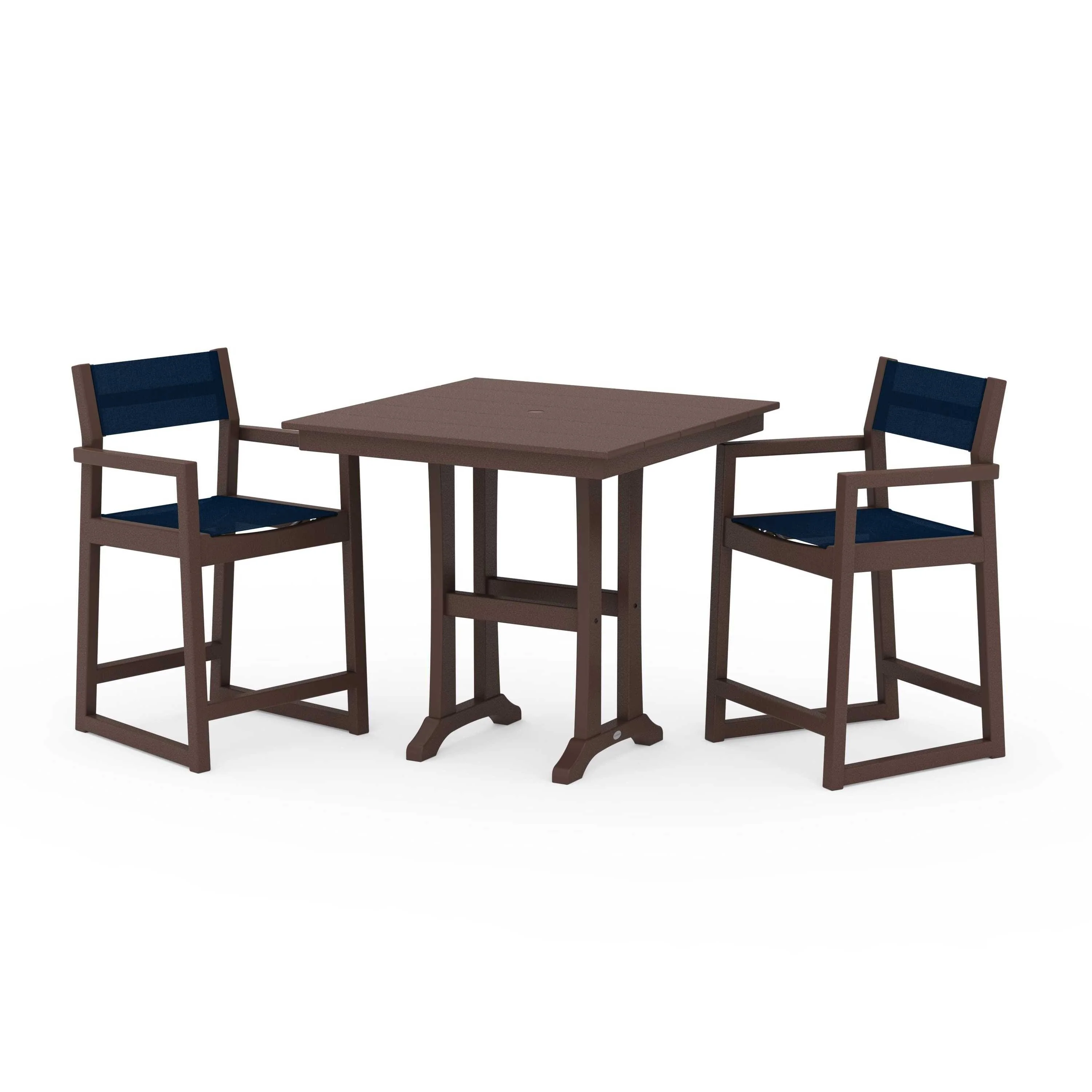 EDGE Sling Arm Chair 3-Piece Farmhouse Counter Set with Trestle Legs - Image 126