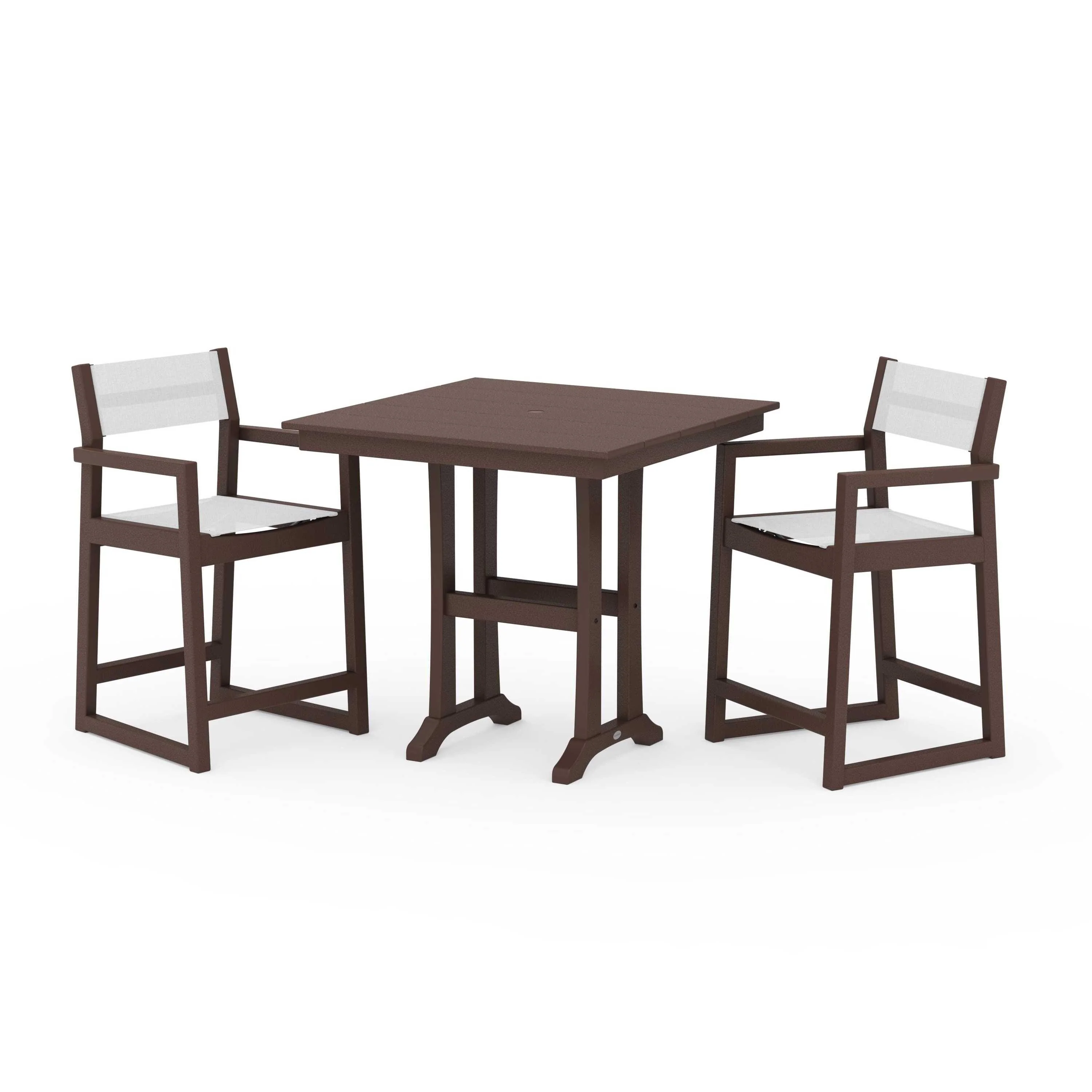 EDGE Sling Arm Chair 3-Piece Farmhouse Counter Set with Trestle Legs - Image 127
