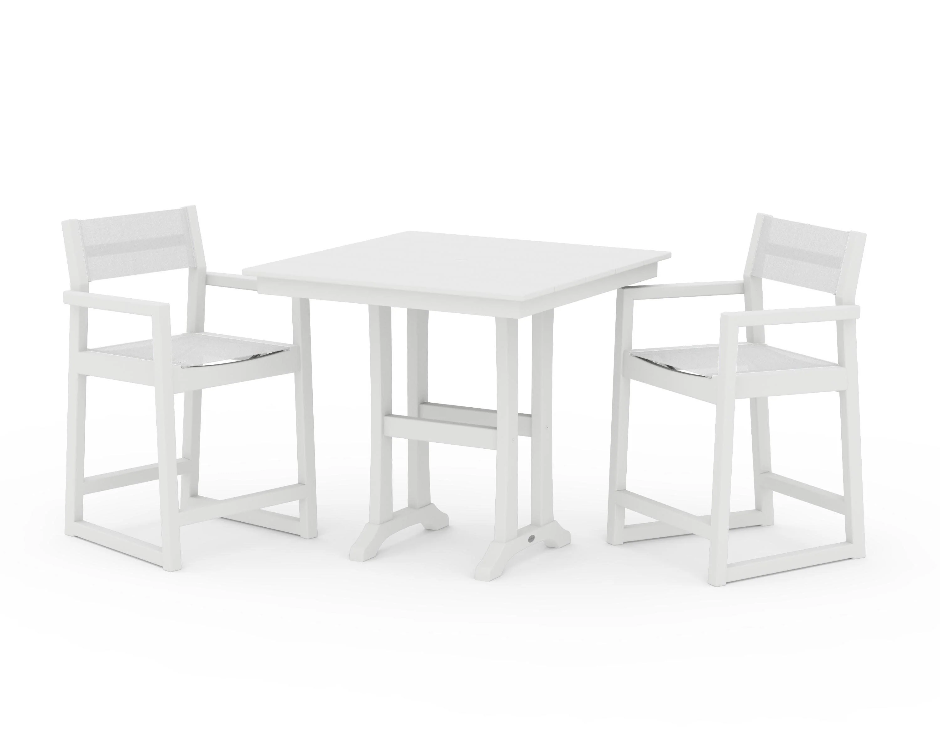 EDGE Sling Arm Chair 3-Piece Farmhouse Counter Set with Trestle Legs - Image 13
