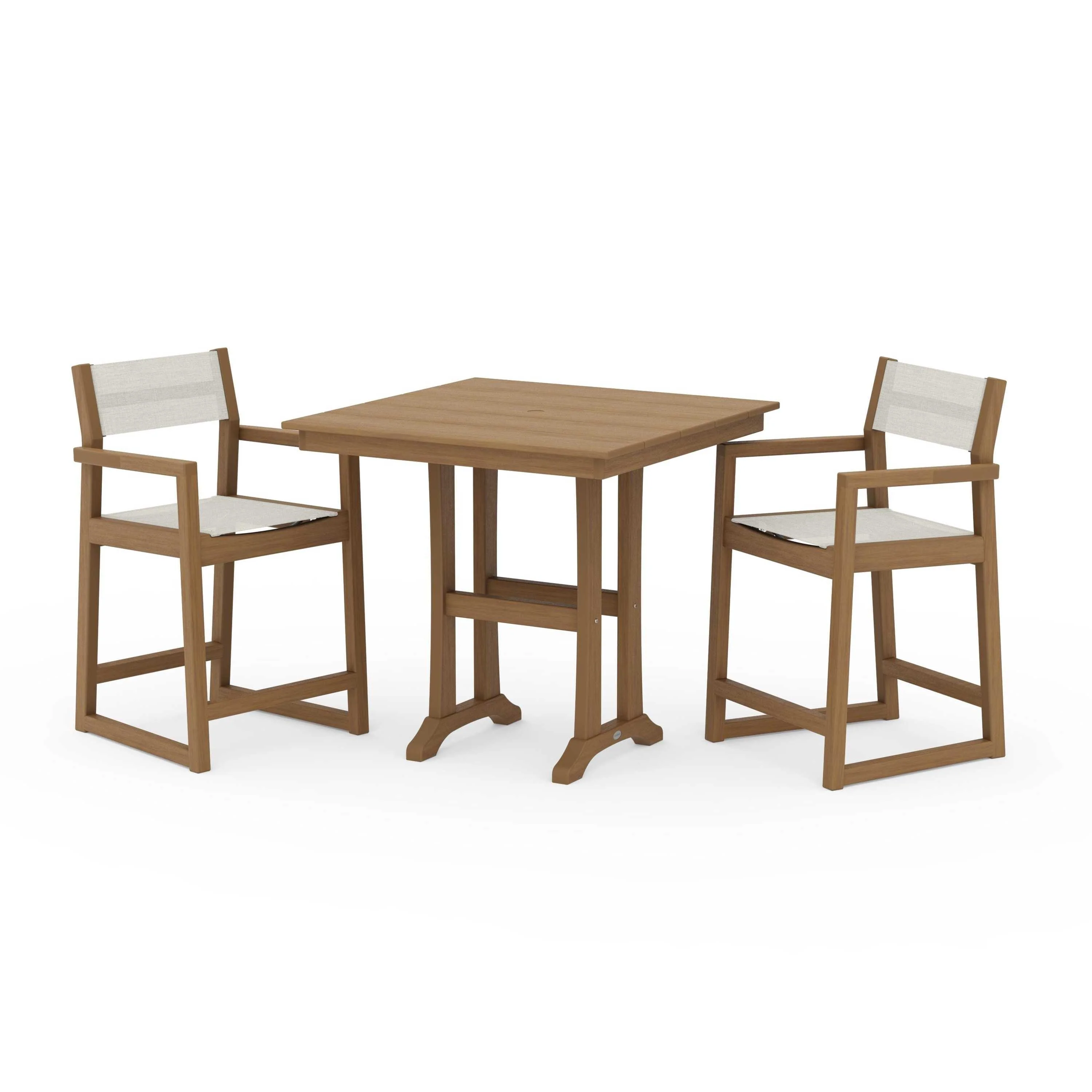 EDGE Sling Arm Chair 3-Piece Farmhouse Counter Set with Trestle Legs - Image 140