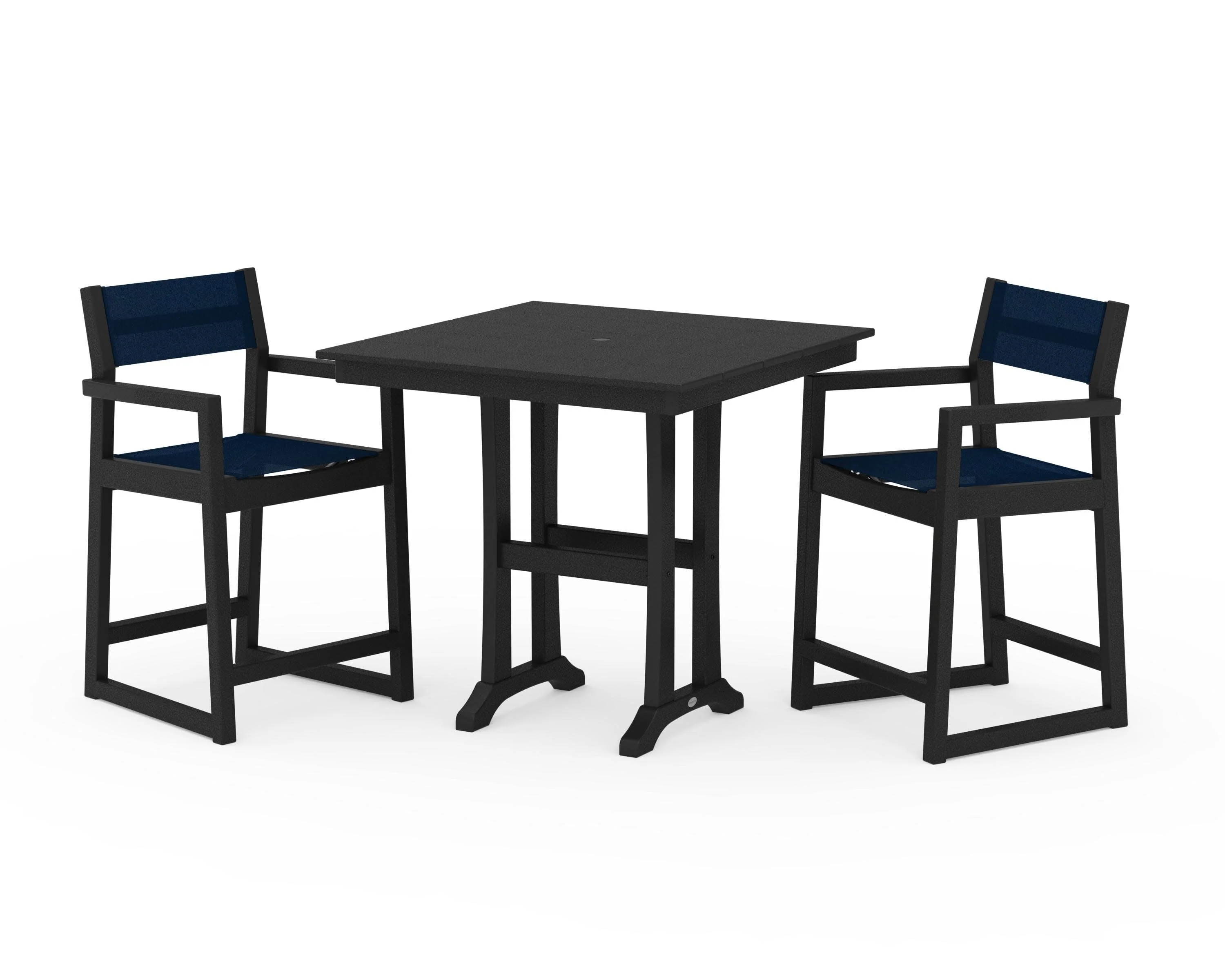 EDGE Sling Arm Chair 3-Piece Farmhouse Counter Set with Trestle Legs - Image 19
