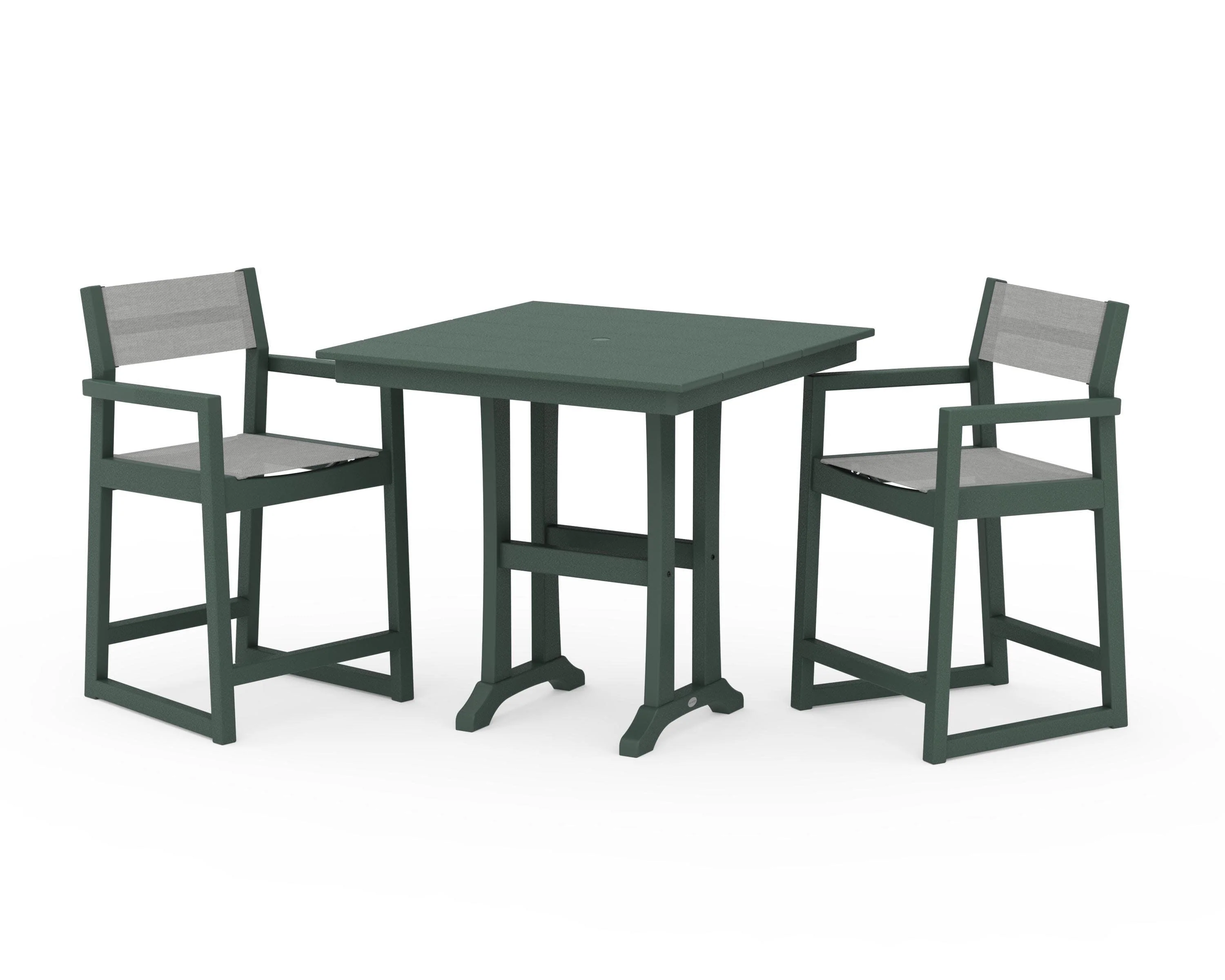 EDGE Sling Arm Chair 3-Piece Farmhouse Counter Set with Trestle Legs - Image 31