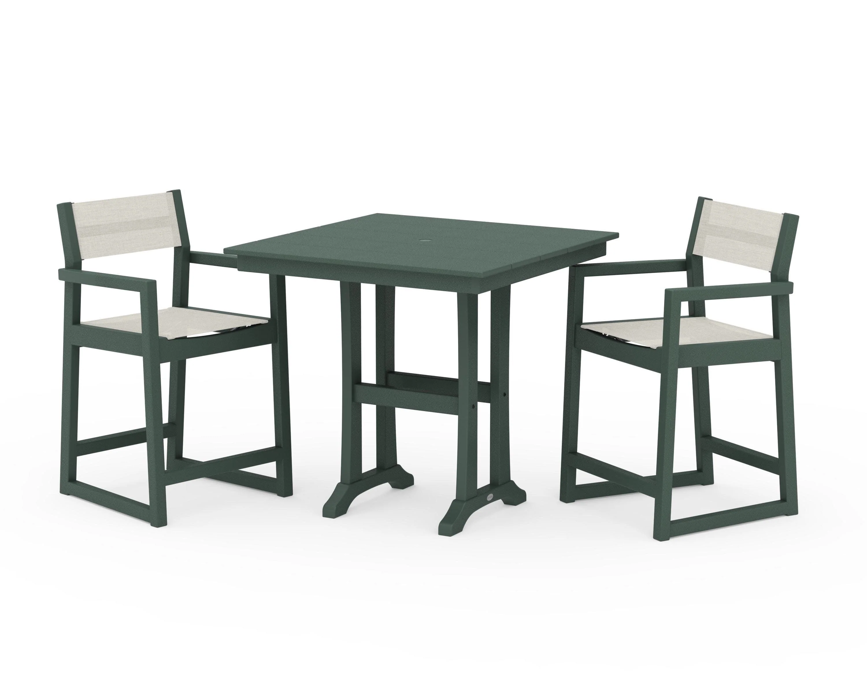 EDGE Sling Arm Chair 3-Piece Farmhouse Counter Set with Trestle Legs - Image 34