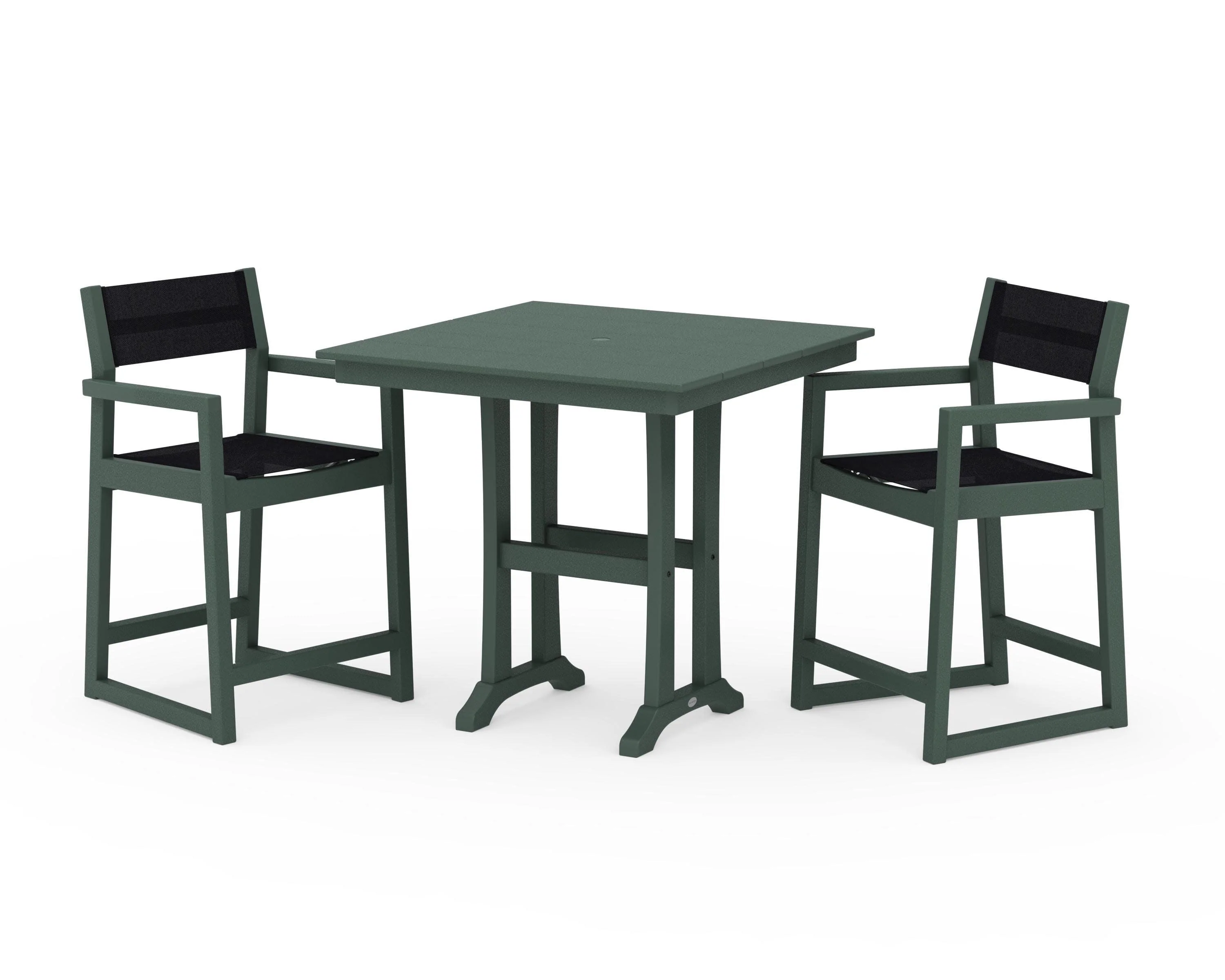 EDGE Sling Arm Chair 3-Piece Farmhouse Counter Set with Trestle Legs - Image 37