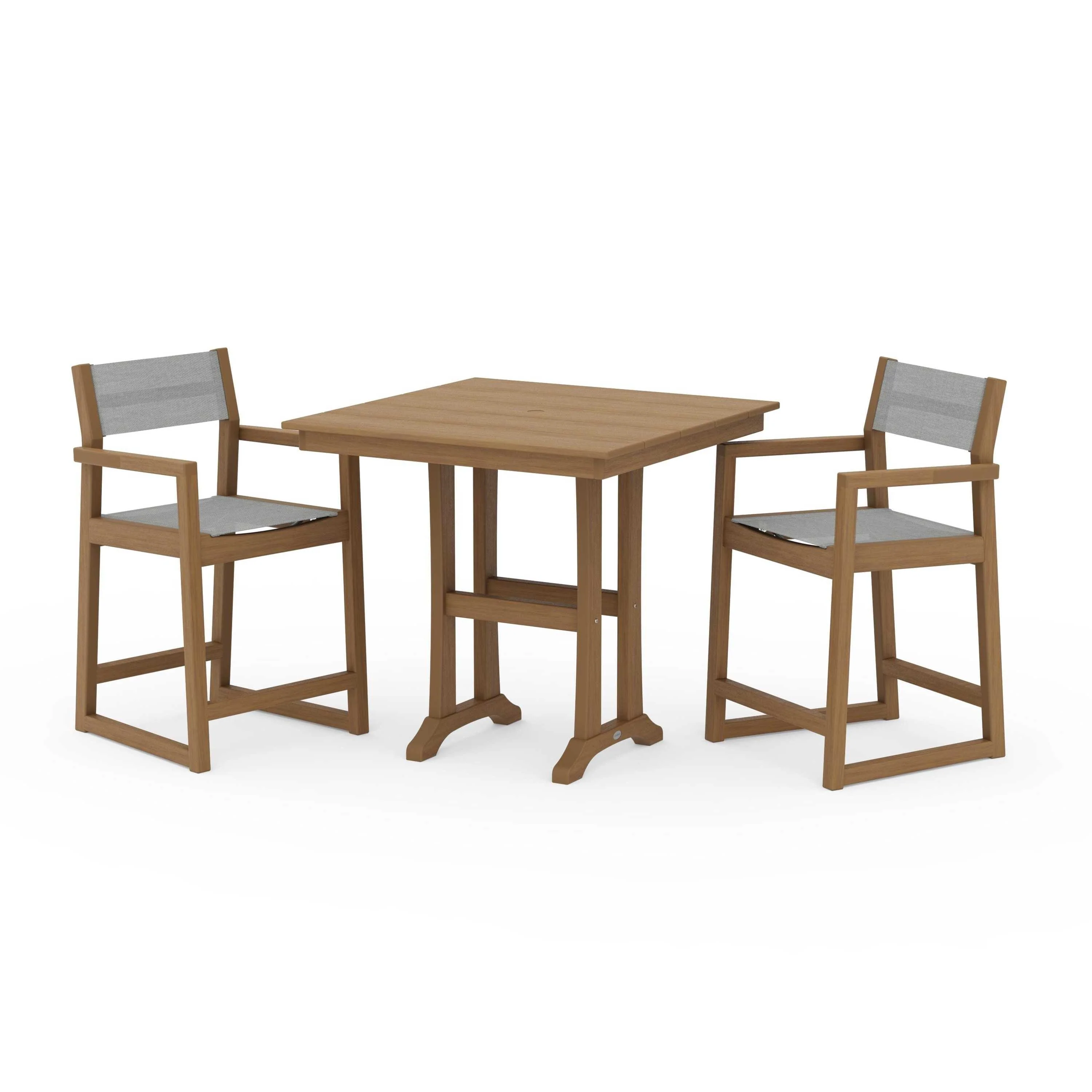 EDGE Sling Arm Chair 3-Piece Farmhouse Counter Set with Trestle Legs - Image 52