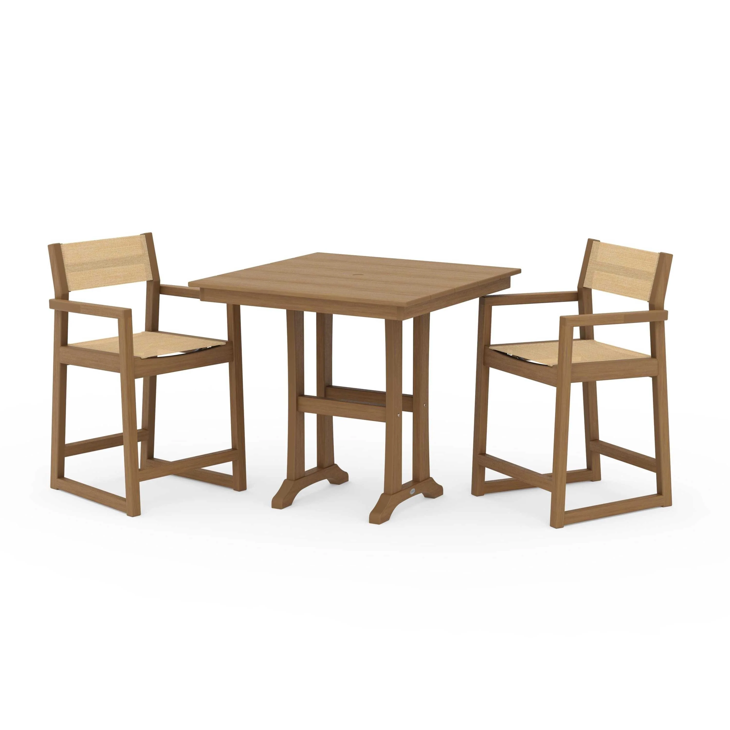 EDGE Sling Arm Chair 3-Piece Farmhouse Counter Set with Trestle Legs - Image 66