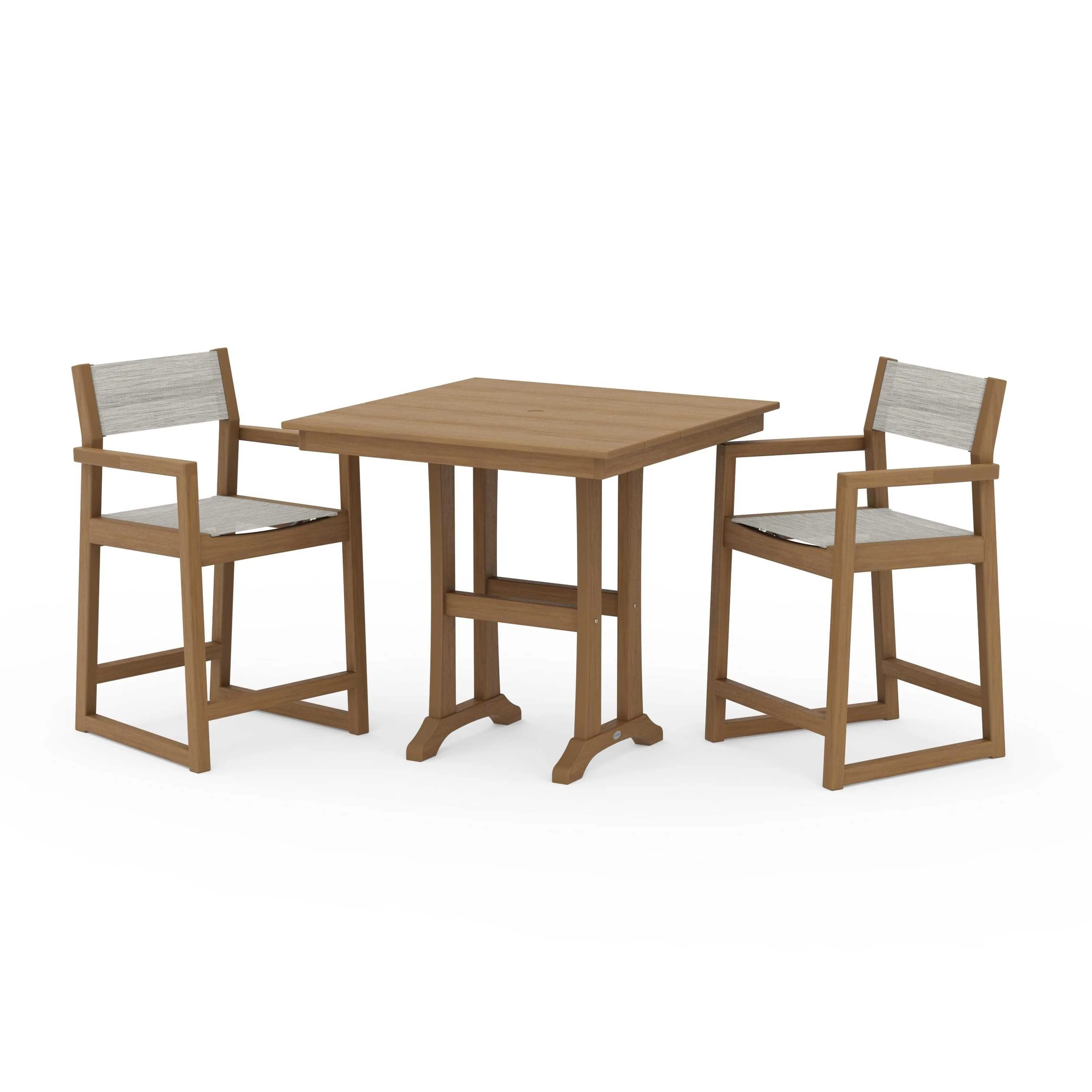 EDGE Sling Arm Chair 3-Piece Farmhouse Counter Set with Trestle Legs - Image 67