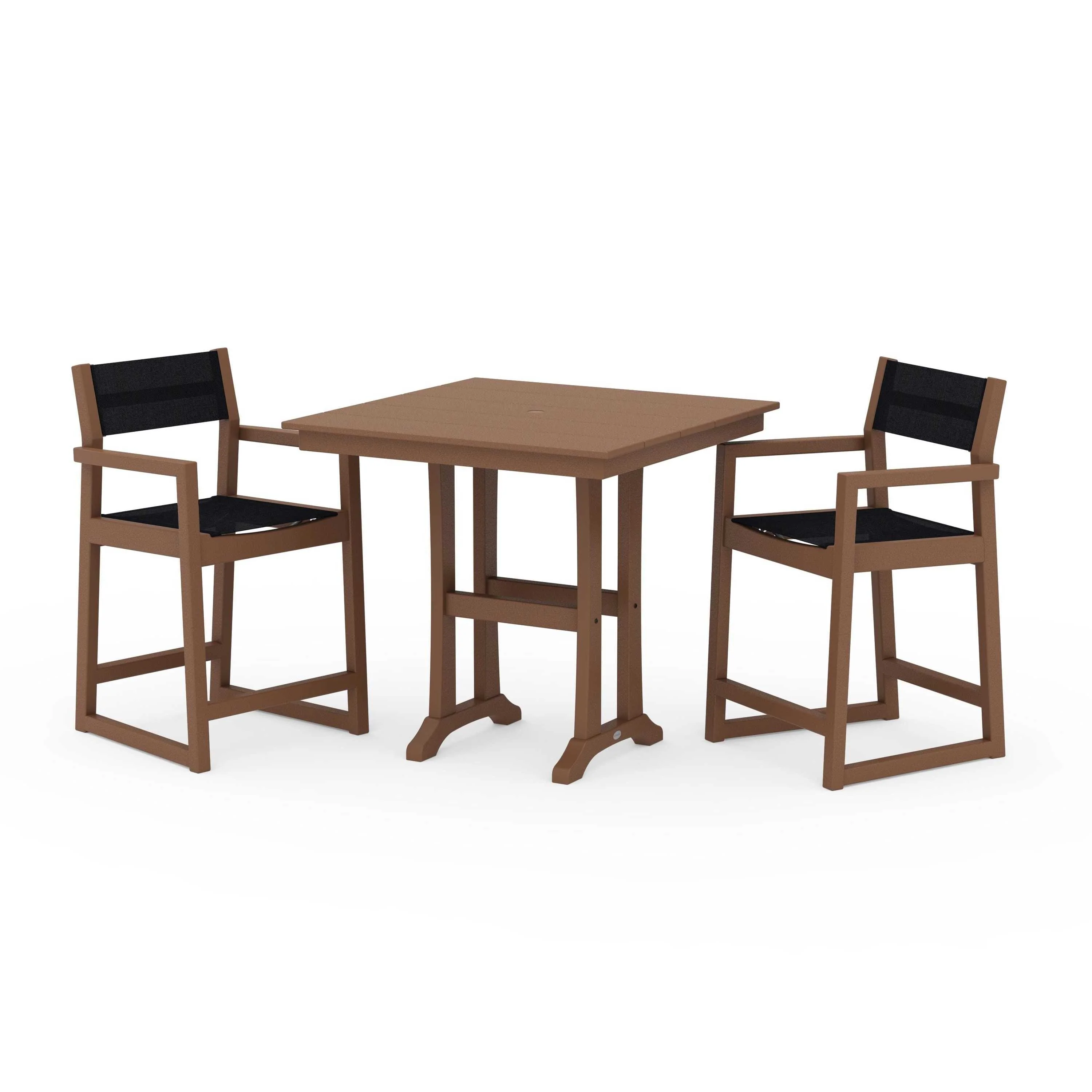 EDGE Sling Arm Chair 3-Piece Farmhouse Counter Set with Trestle Legs - Image 70