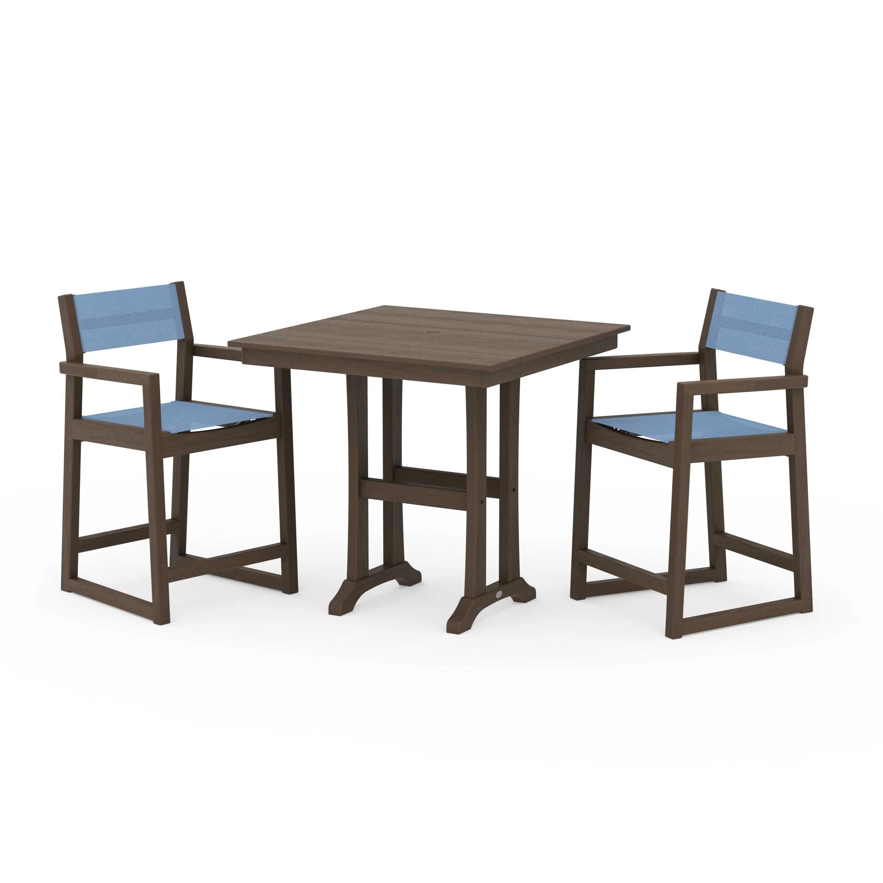 EDGE Sling Arm Chair 3-Piece Farmhouse Counter Set with Trestle Legs - Image 89