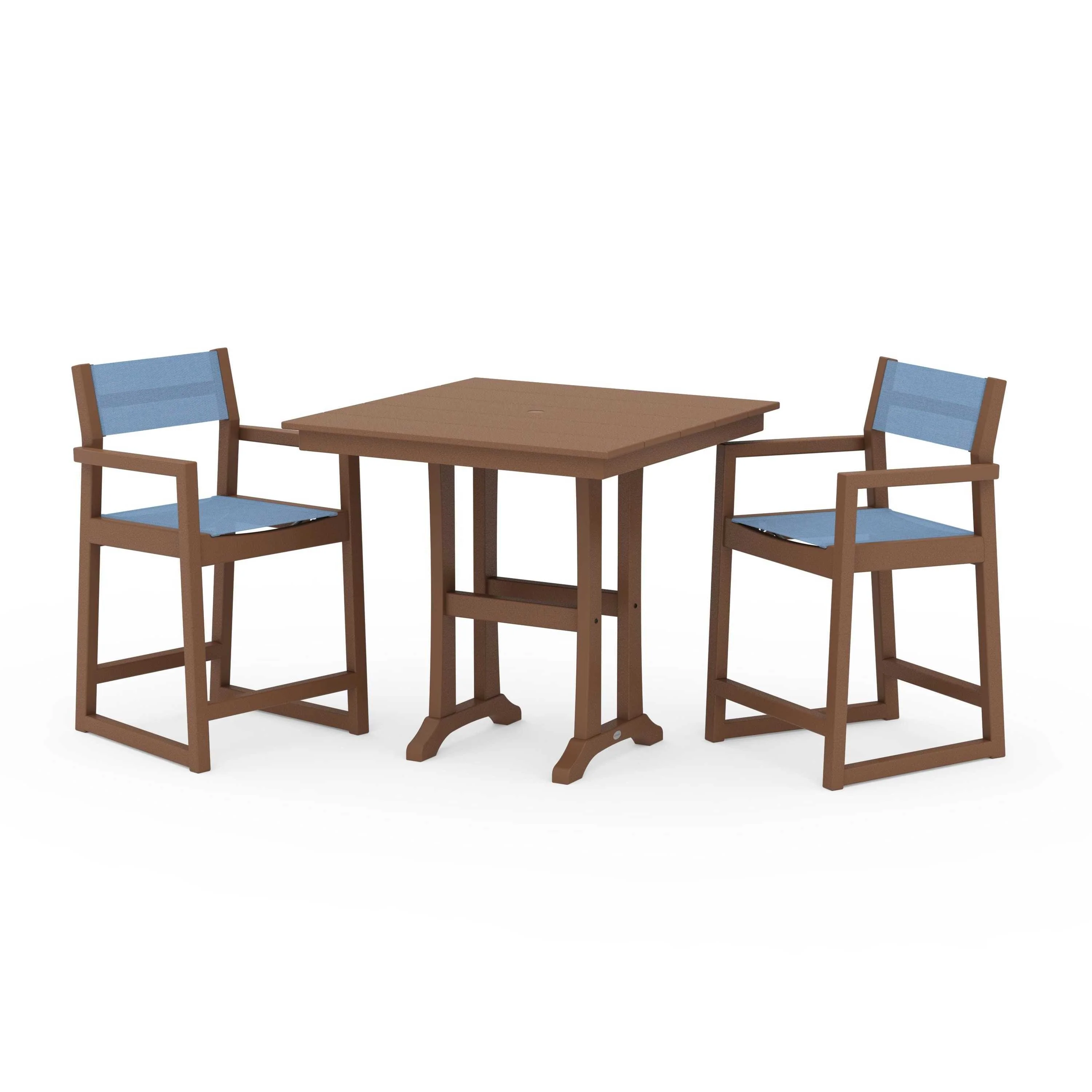 EDGE Sling Arm Chair 3-Piece Farmhouse Counter Set with Trestle Legs - Image 94