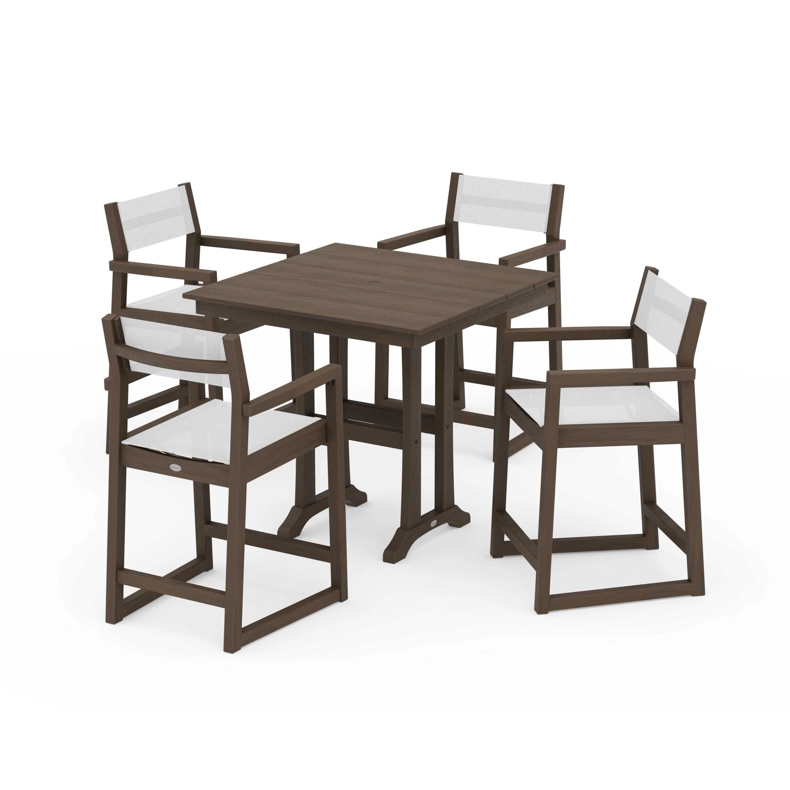 EDGE Sling Arm Chair 5-Piece Farmhouse Counter Set with Trestle Legs - Image 113