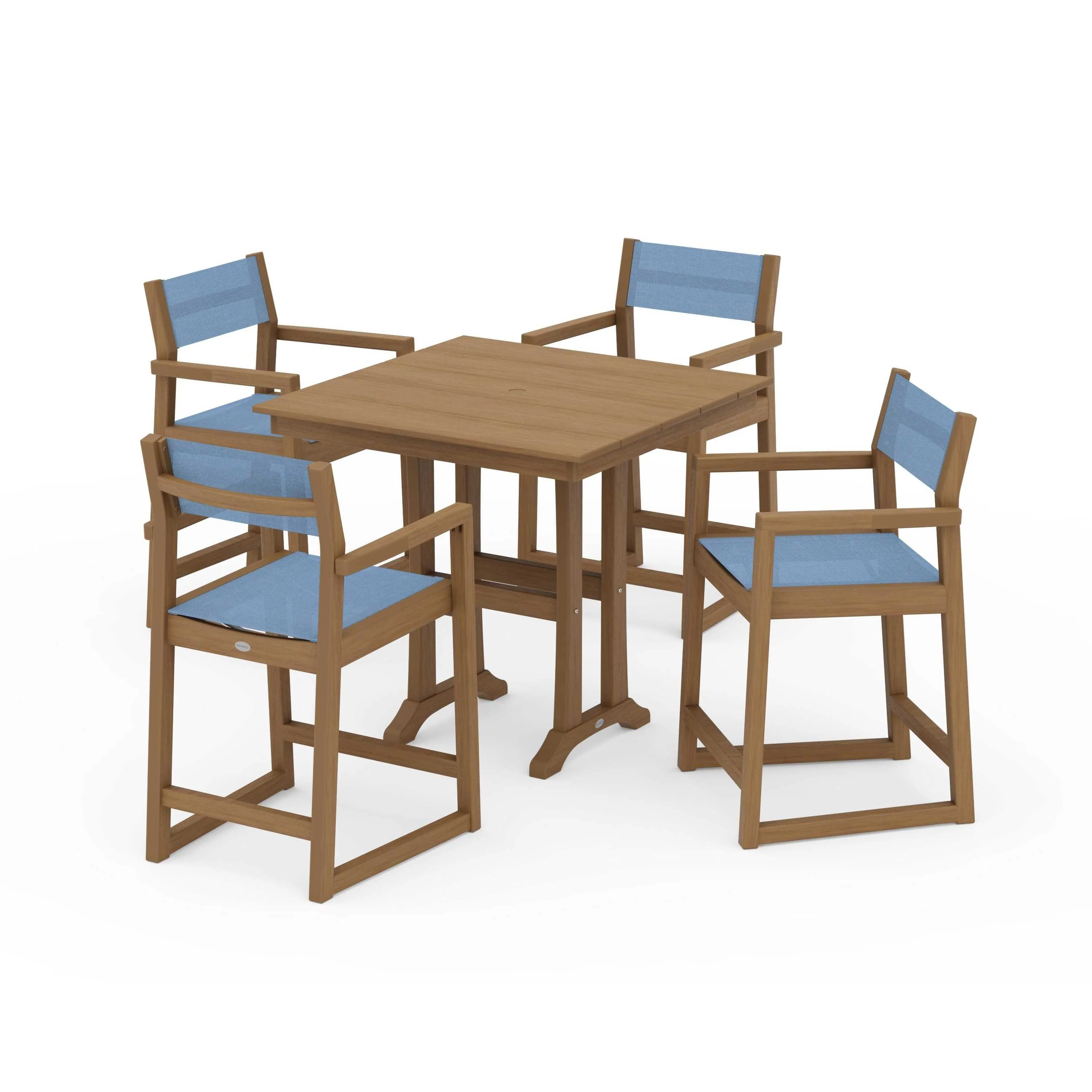 EDGE Sling Arm Chair 5-Piece Farmhouse Counter Set with Trestle Legs - Image 126