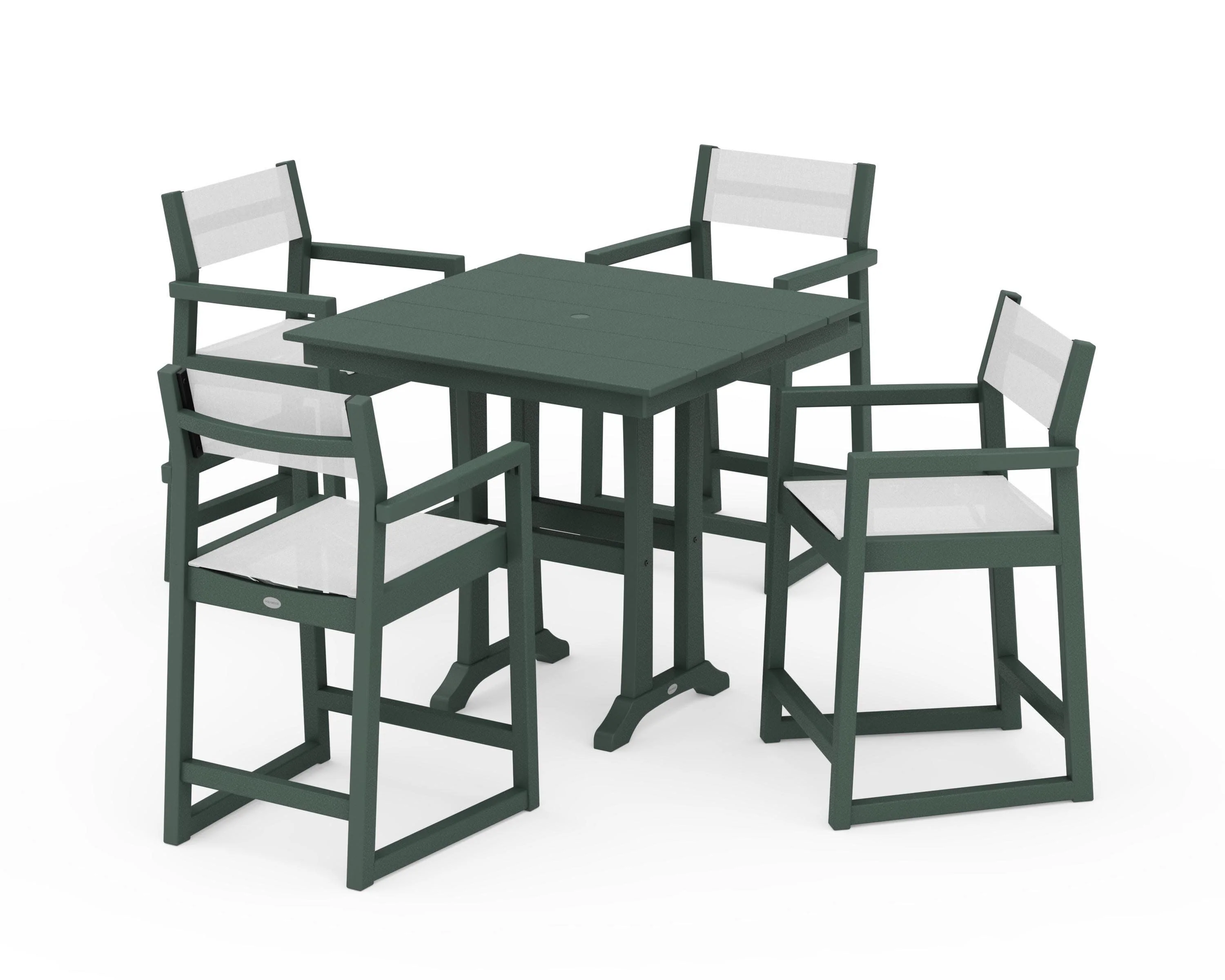 EDGE Sling Arm Chair 5-Piece Farmhouse Counter Set with Trestle Legs - Image 13