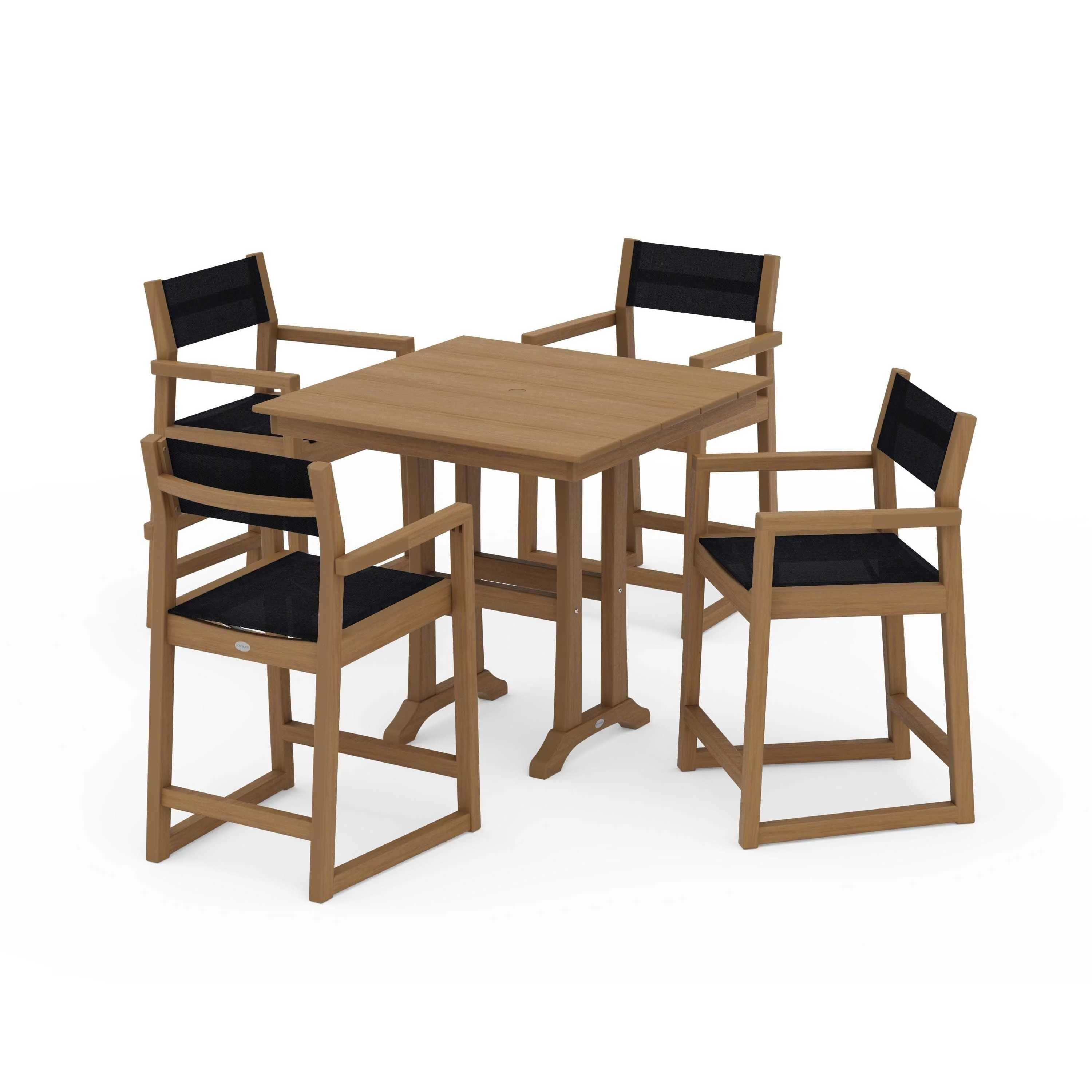EDGE Sling Arm Chair 5-Piece Farmhouse Counter Set with Trestle Legs - Image 133