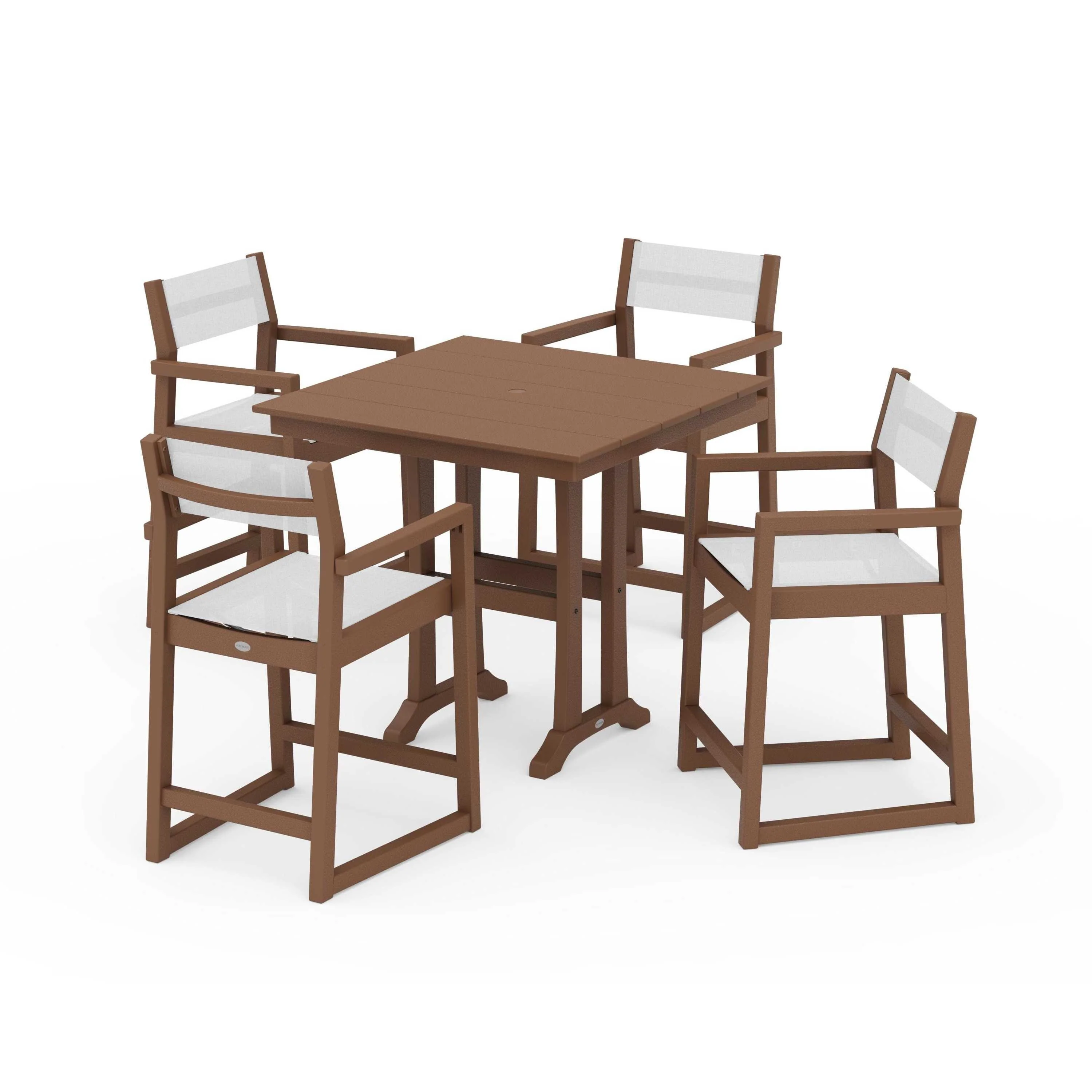 EDGE Sling Arm Chair 5-Piece Farmhouse Counter Set with Trestle Legs - Image 135