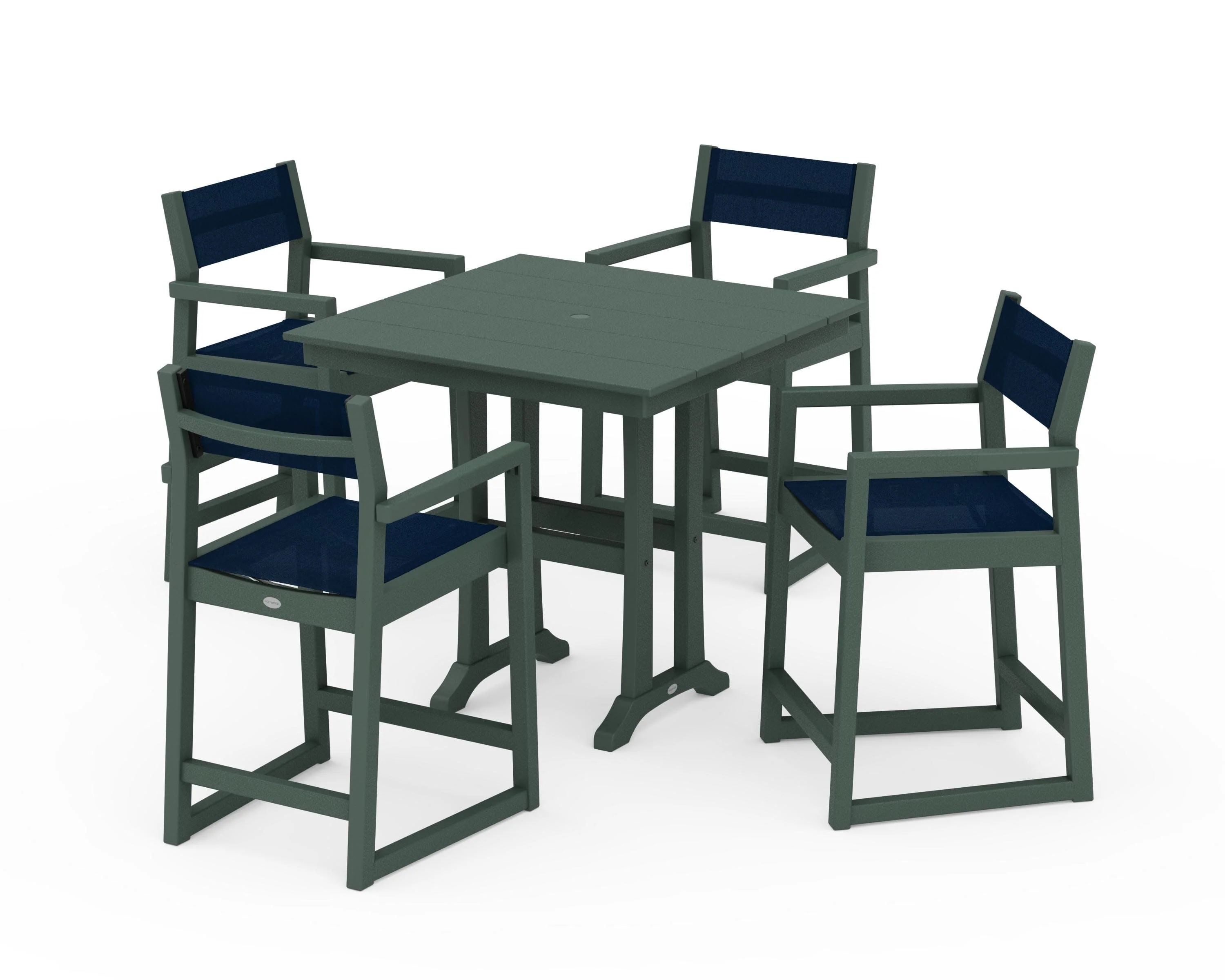 EDGE Sling Arm Chair 5-Piece Farmhouse Counter Set with Trestle Legs - Image 14