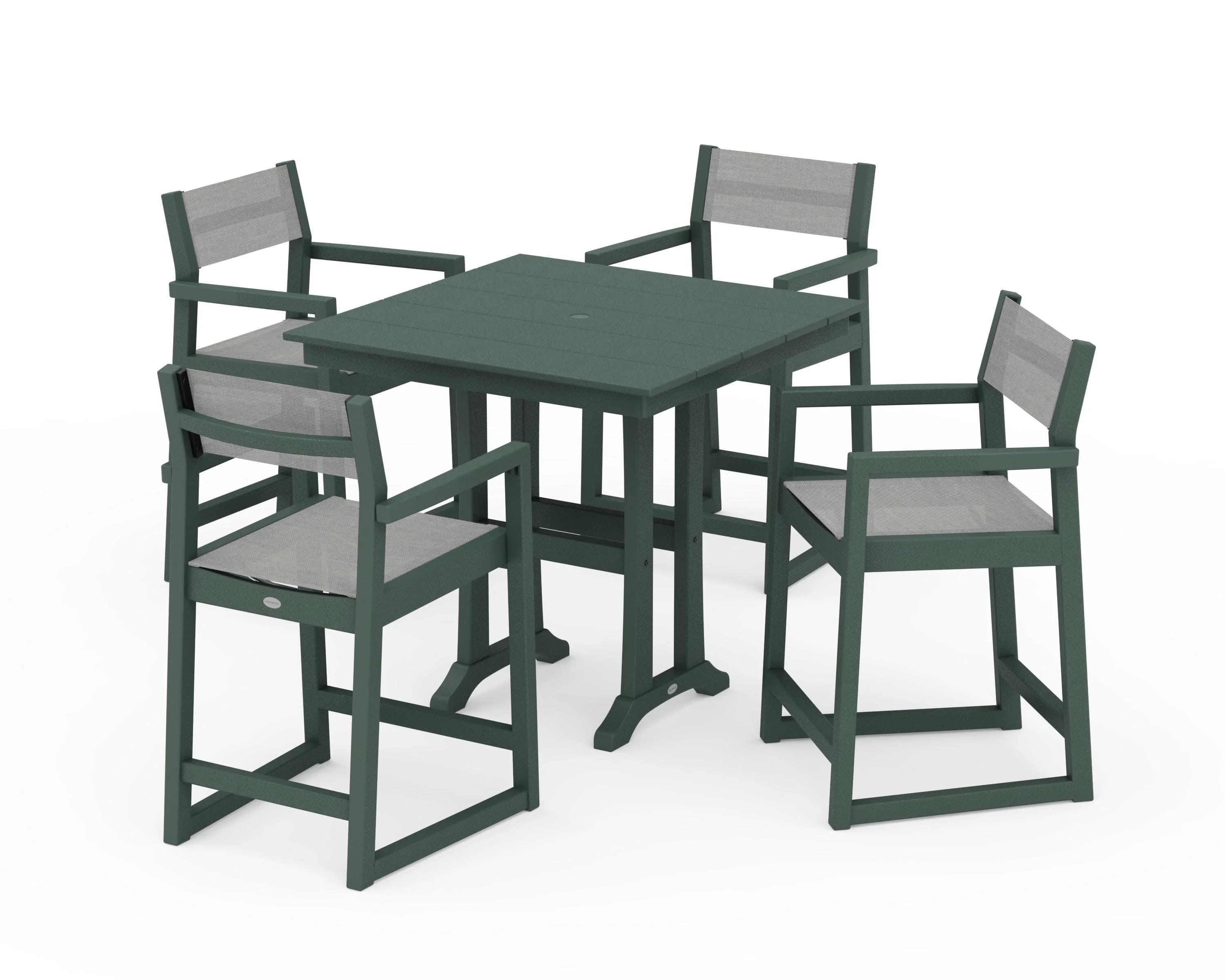 EDGE Sling Arm Chair 5-Piece Farmhouse Counter Set with Trestle Legs - Image 15