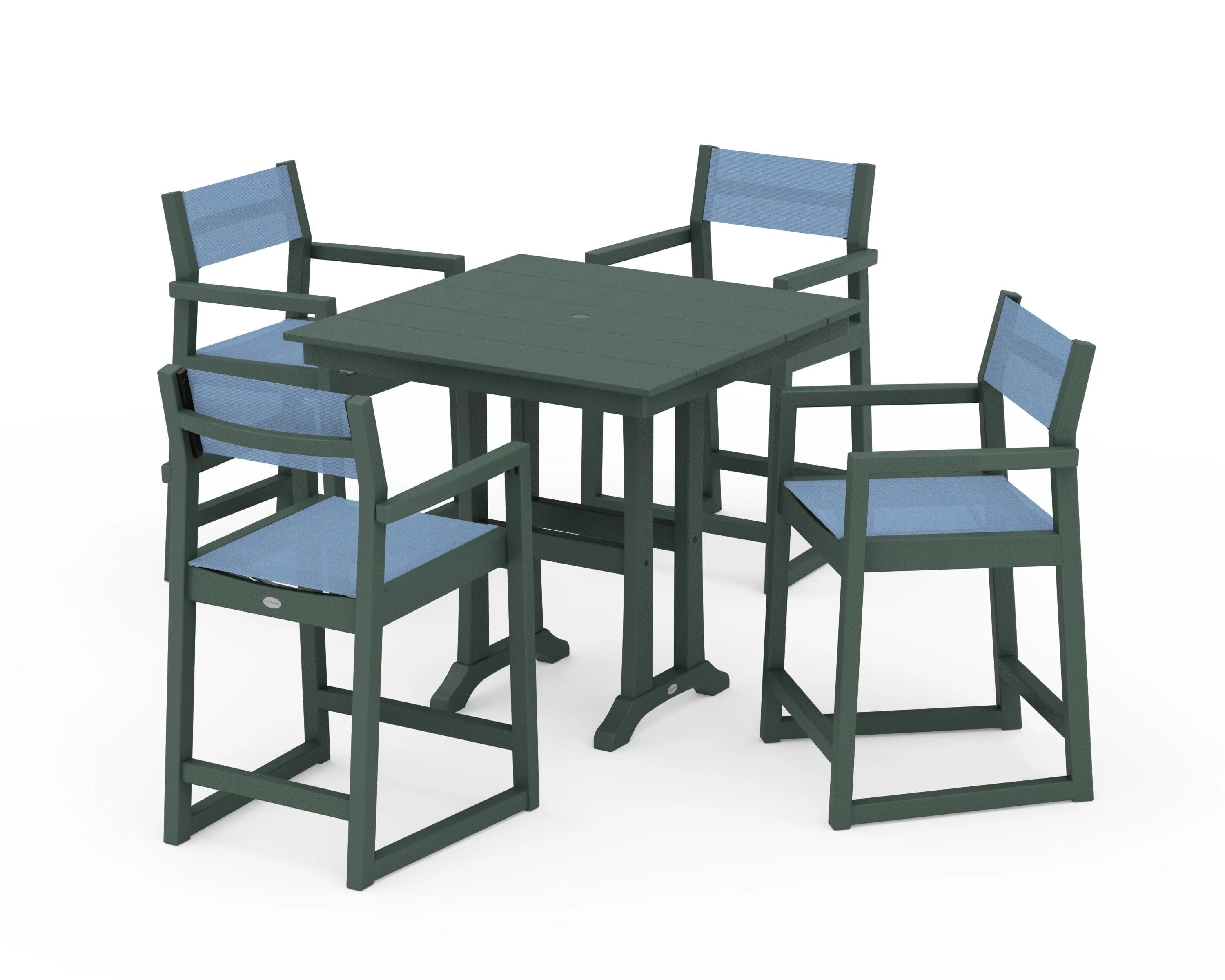 EDGE Sling Arm Chair 5-Piece Farmhouse Counter Set with Trestle Legs - Image 16