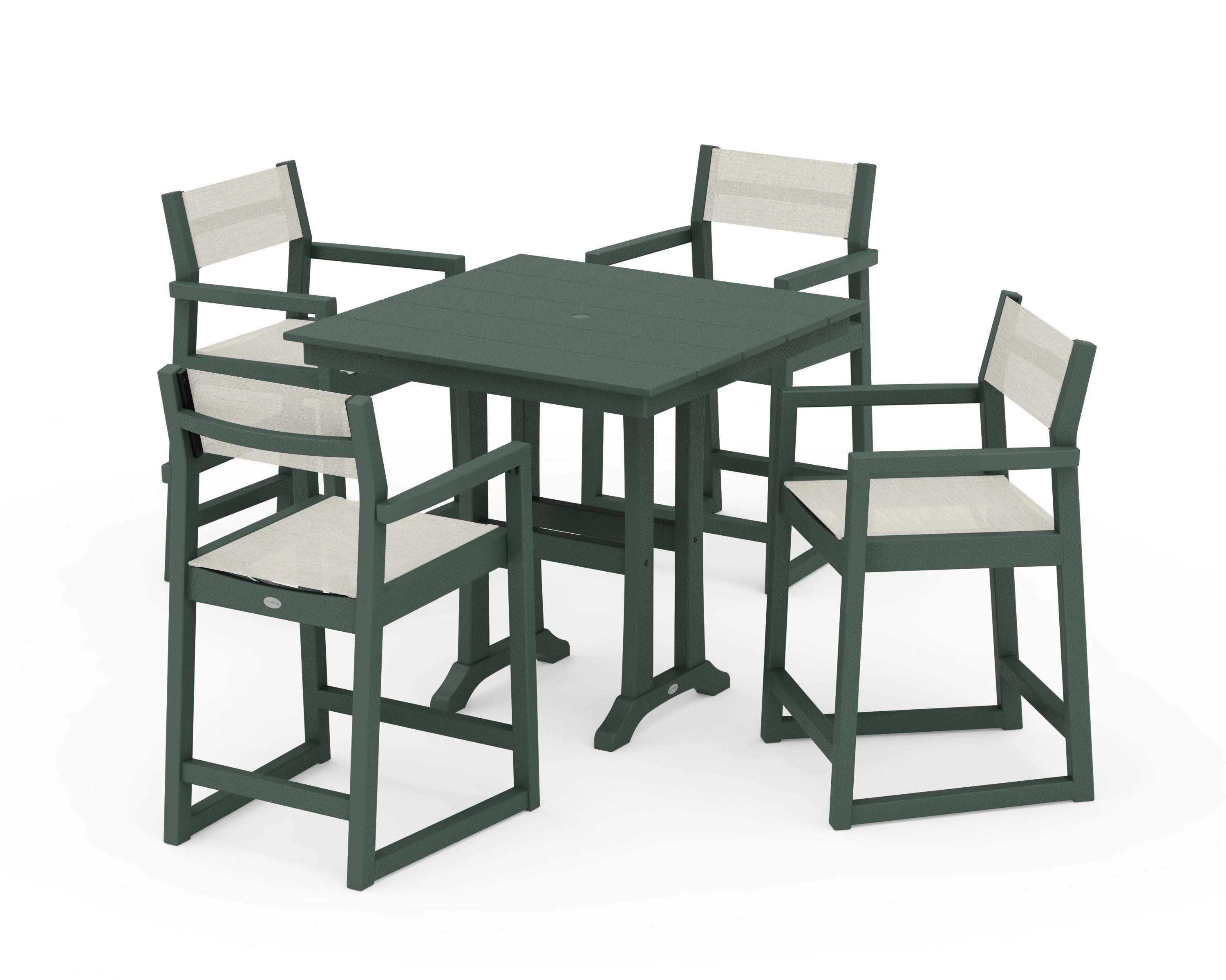 EDGE Sling Arm Chair 5-Piece Farmhouse Counter Set with Trestle Legs - Image 18