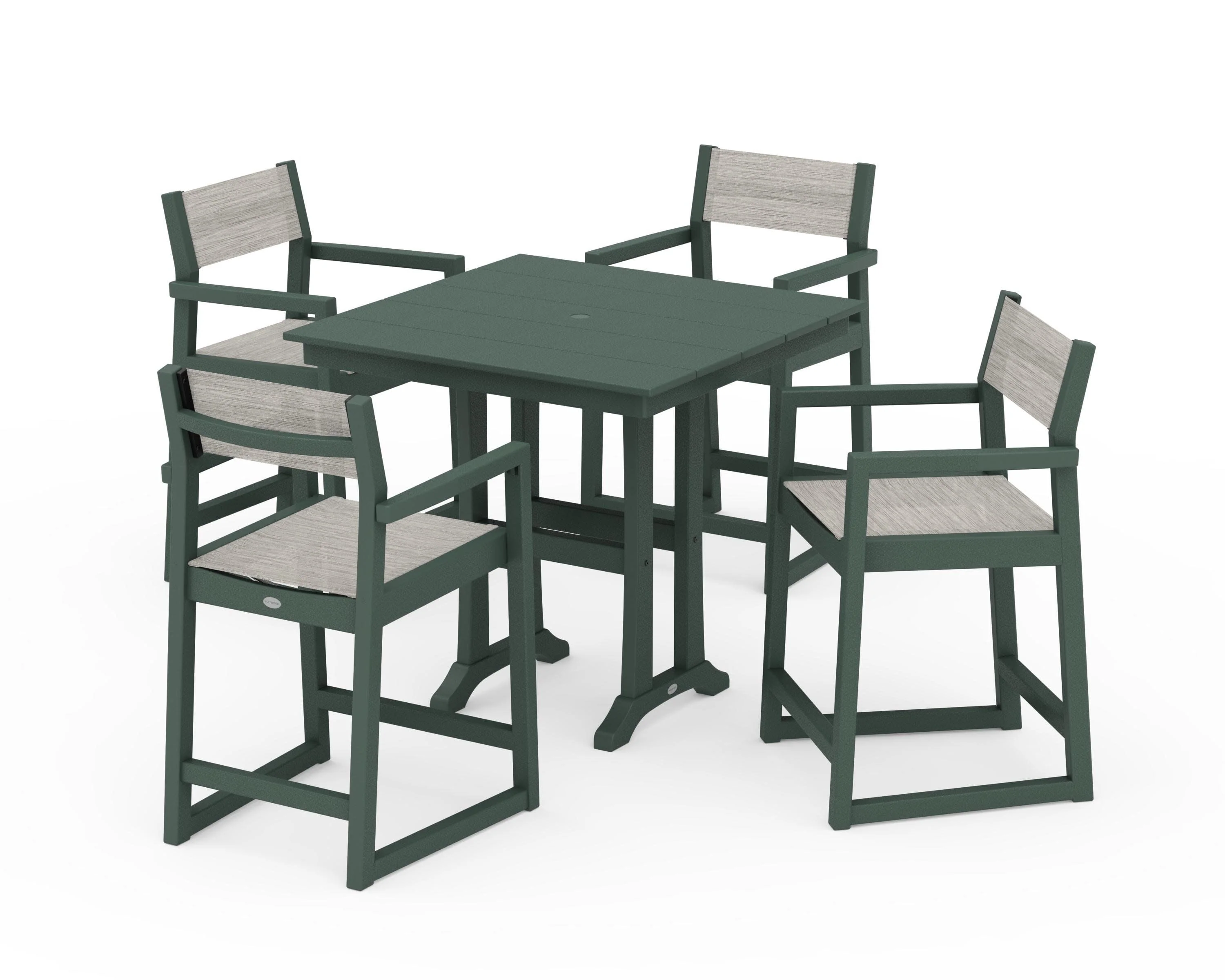 EDGE Sling Arm Chair 5-Piece Farmhouse Counter Set with Trestle Legs - Image 19