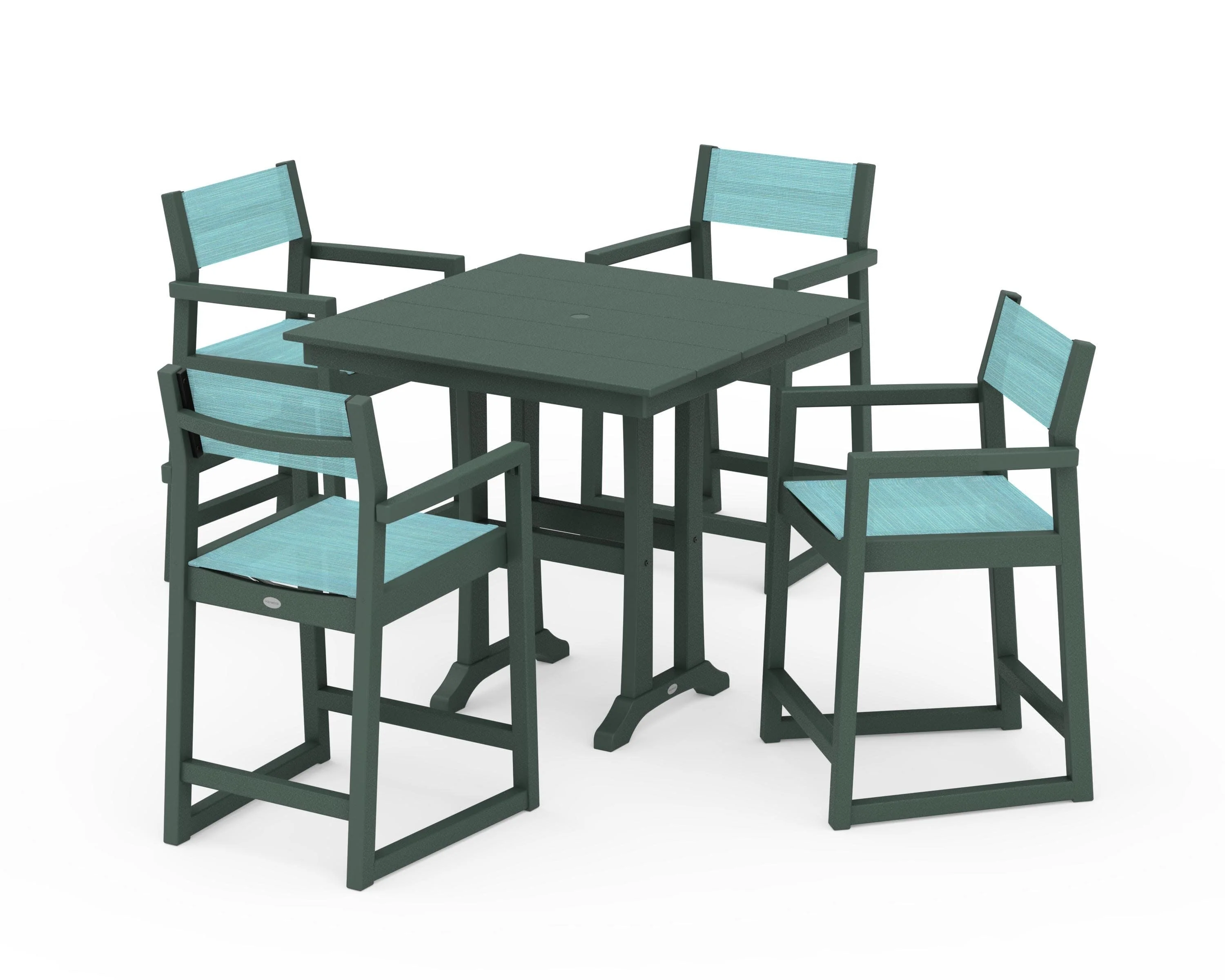 EDGE Sling Arm Chair 5-Piece Farmhouse Counter Set with Trestle Legs - Image 20