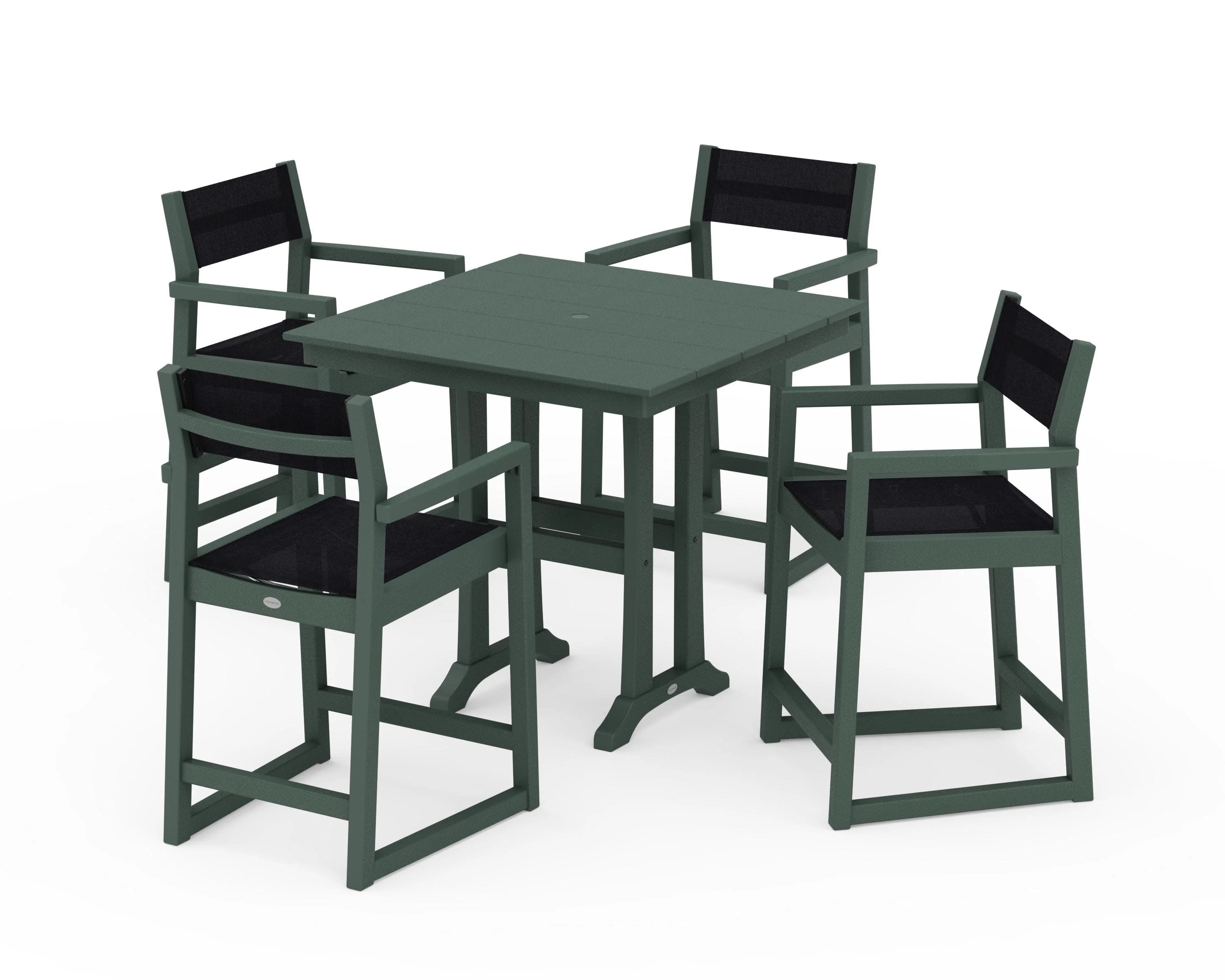 EDGE Sling Arm Chair 5-Piece Farmhouse Counter Set with Trestle Legs - Image 21