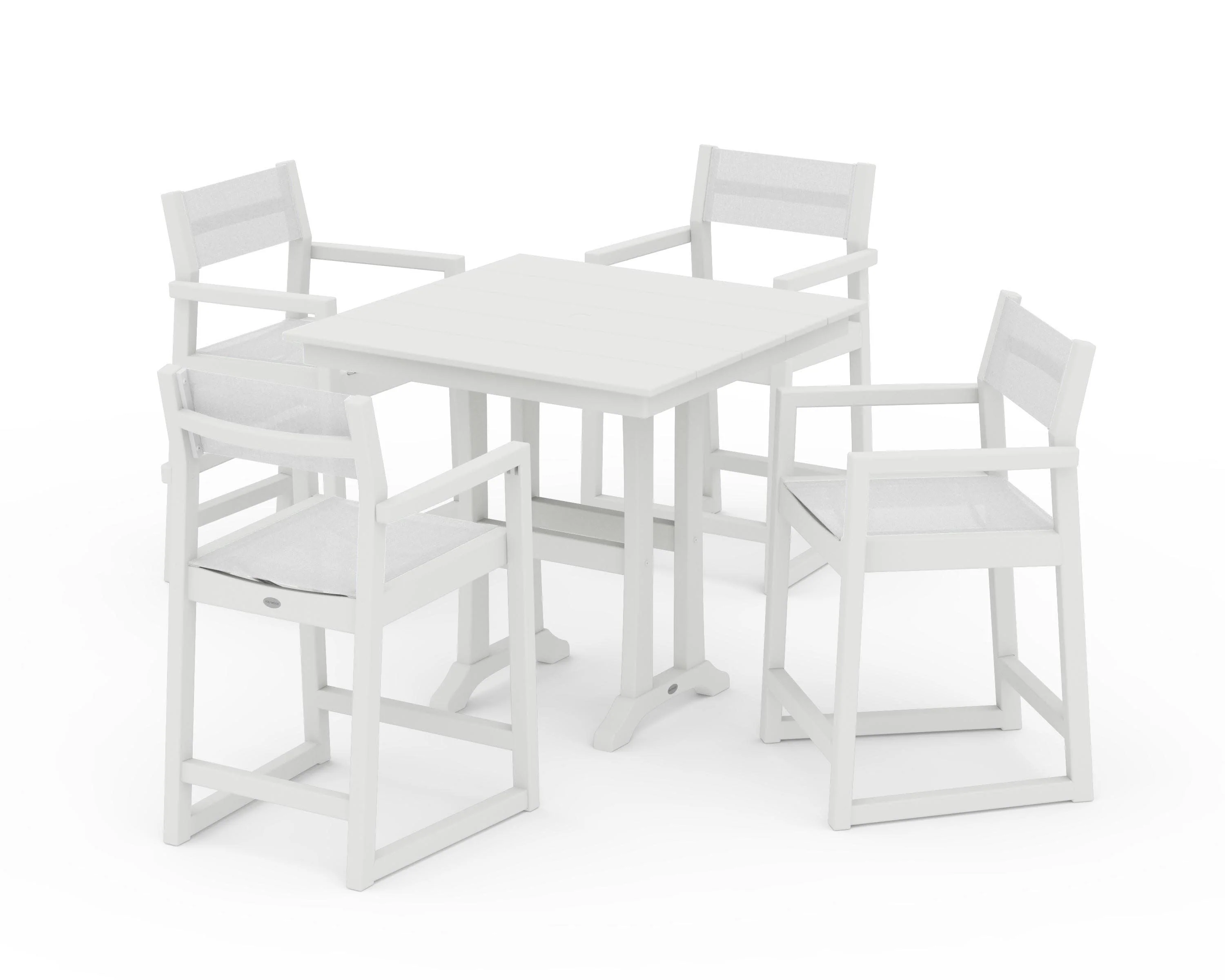 EDGE Sling Arm Chair 5-Piece Farmhouse Counter Set with Trestle Legs - Image 24